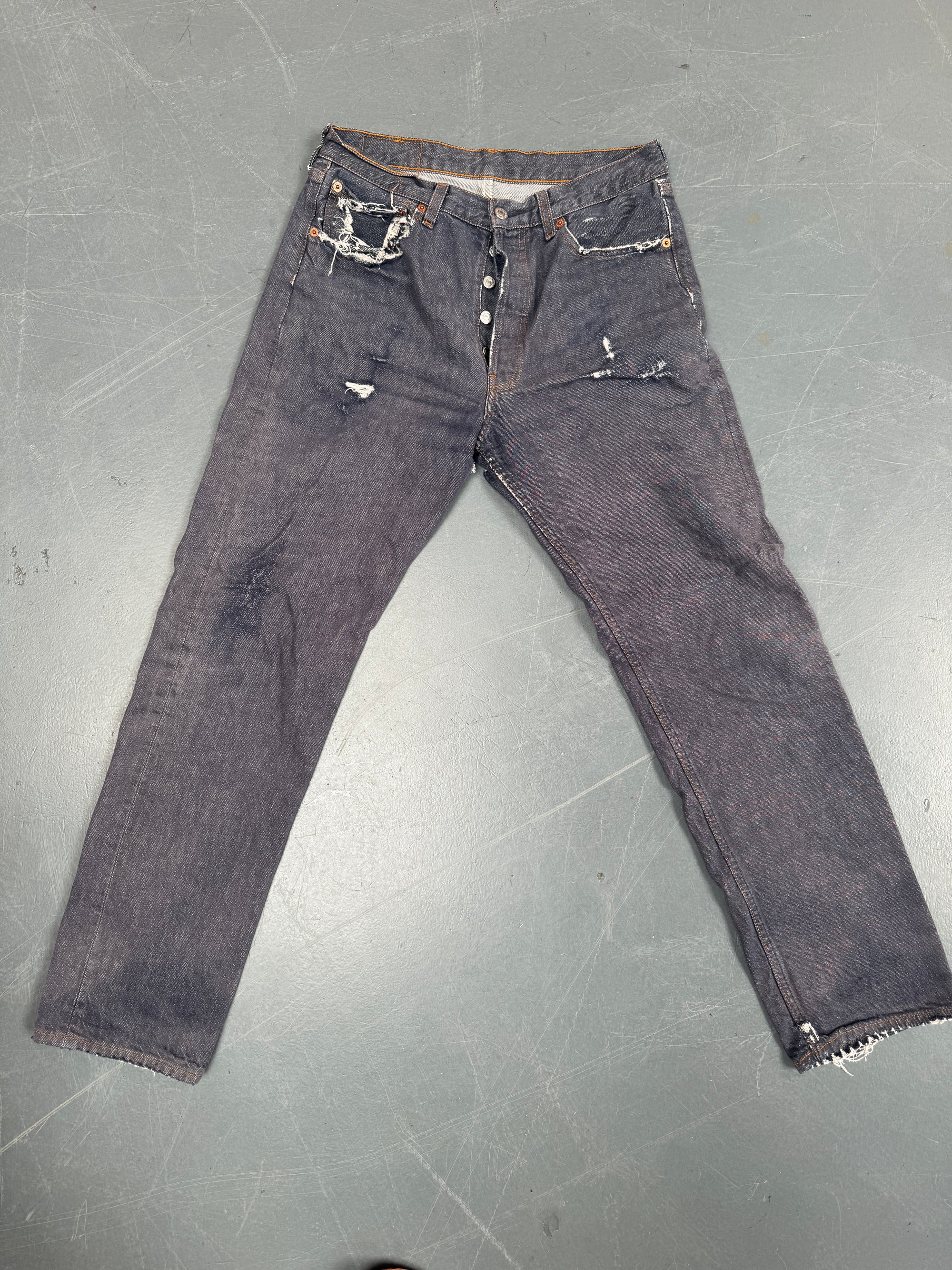 Mens Levis 501 Regular Fit Vintage Jean - W 30 L 30 - Slate Grey SL182