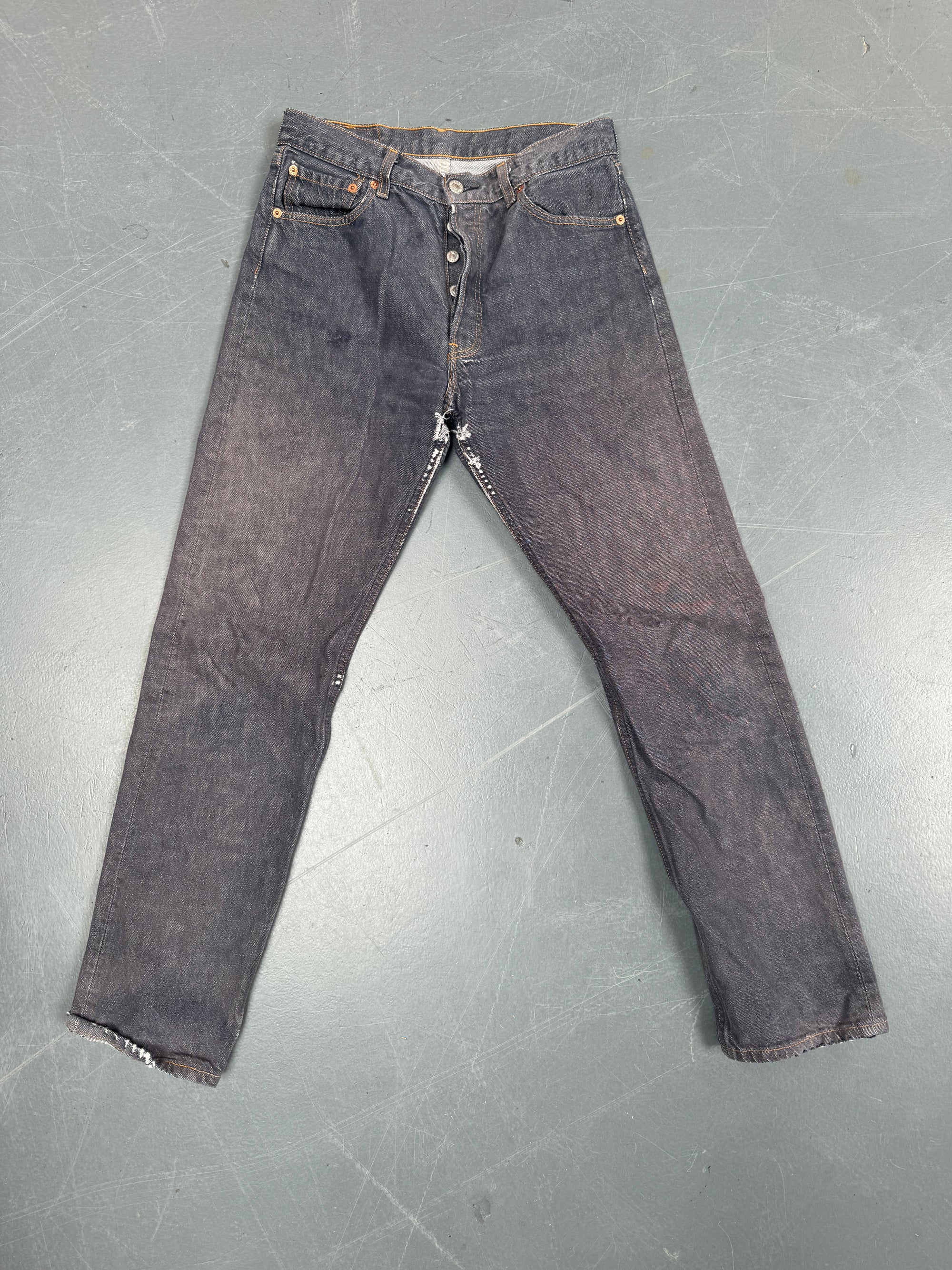 Mens Levis 501 Regular Fit Vintage Jean - W 28 L 30 - Slate Grey SL186
