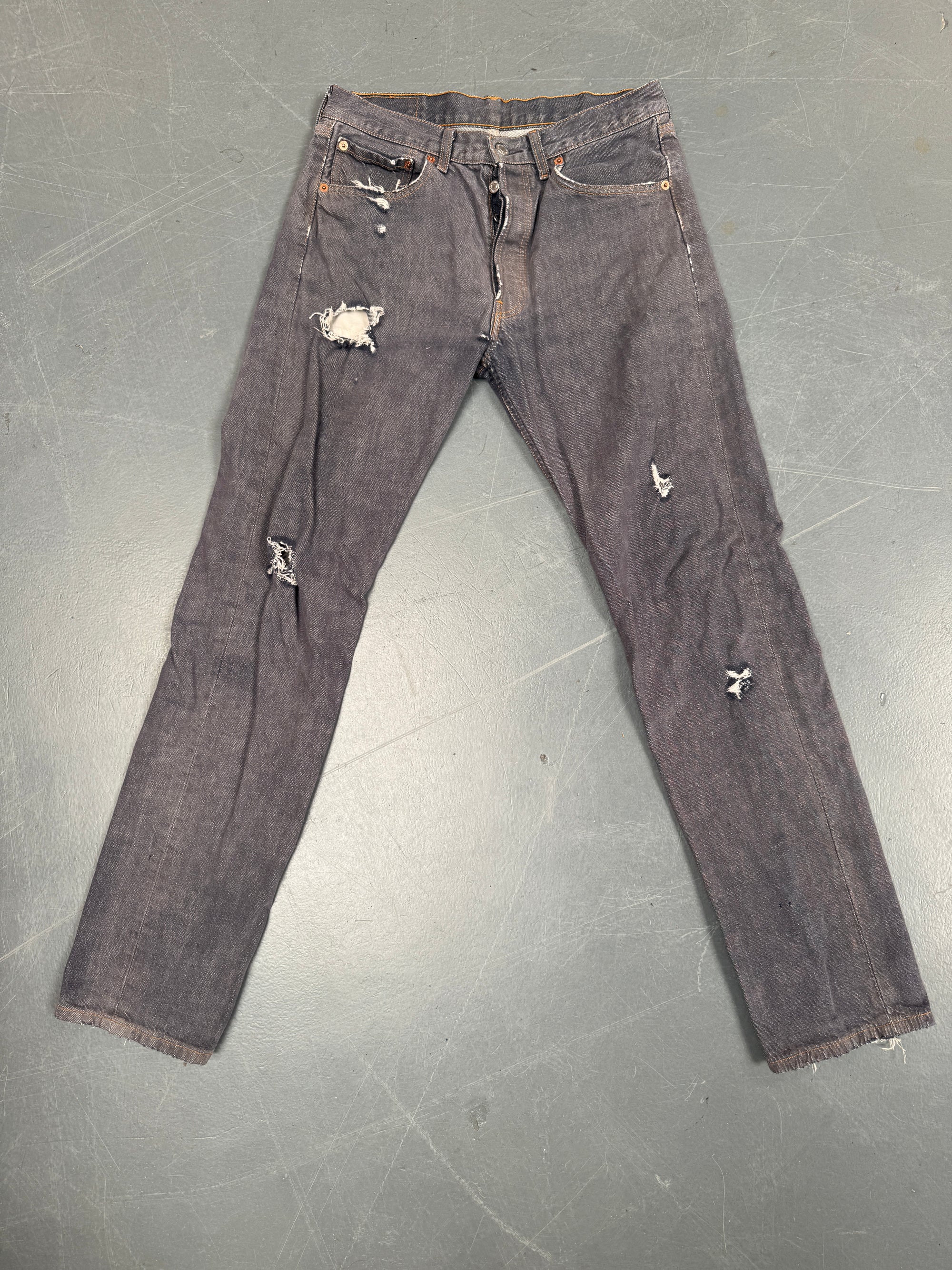 Mens Levis 501 Regular Fit Vintage Jean - W 28 L 32 - Slate Grey SL188