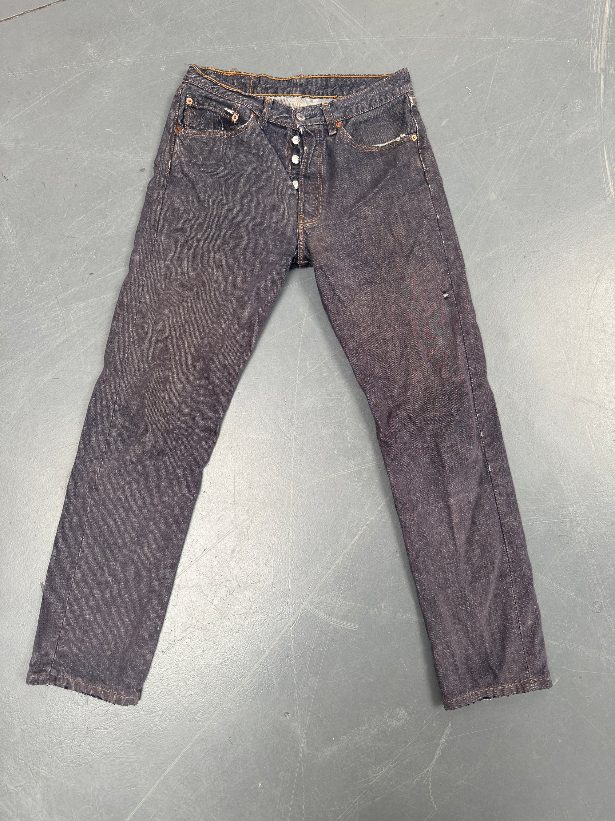 Mens Levis 501 Regular Fit Vintage Jean - W 28 L 30 - Slate Grey