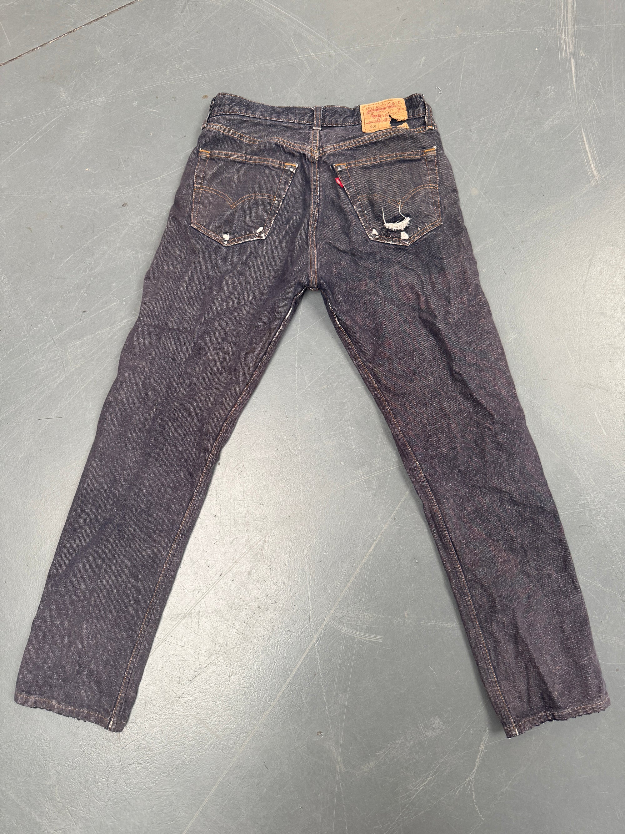Mens Levis 501 Regular Fit Vintage Jean - W 28 L 30 - Slate Grey