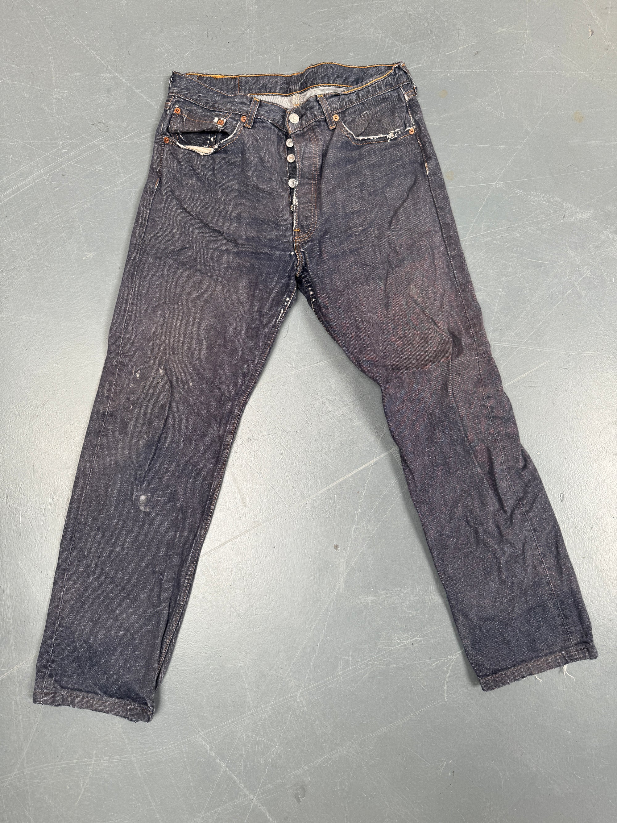Mens Levis 501 Regular Fit Vintage Jean - W 30 L 29 - Slate Grey SL195