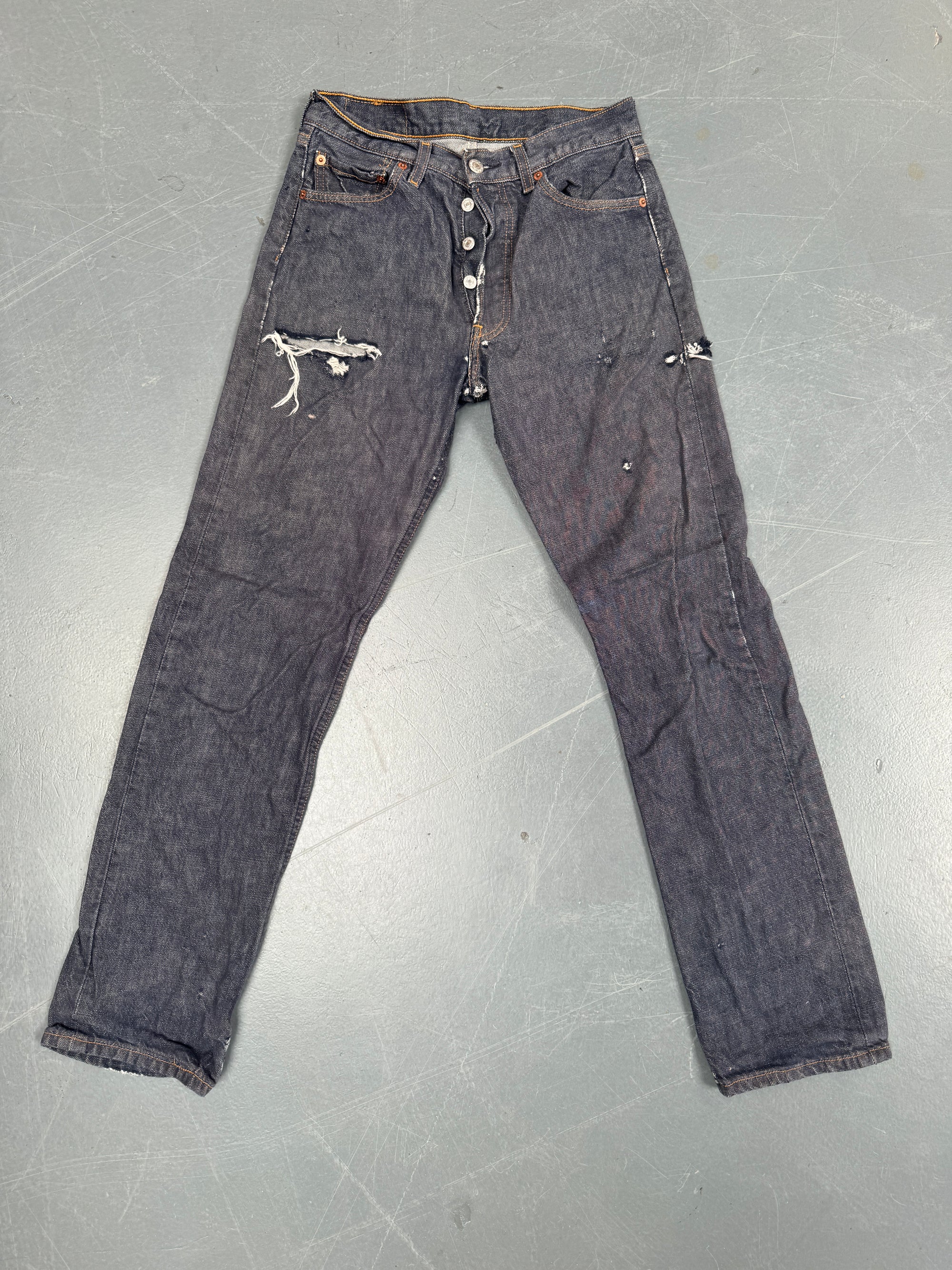 Mens Levis 501 Regular Fit Vintage Jean - W 26 L 30 - Slate Grey SL198