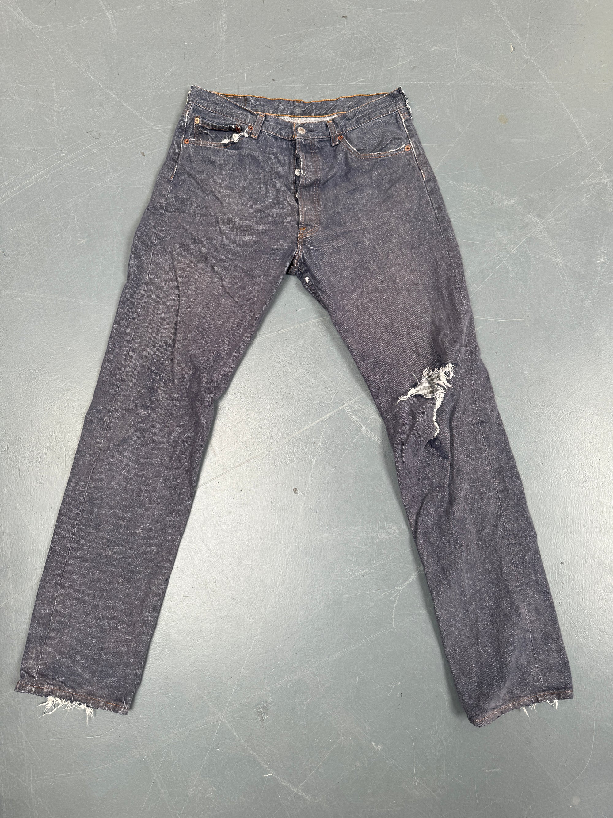 Mens Levis 501 Regular Fit Vintage Jean - W 32 L 34 - Slate Grey SL199
