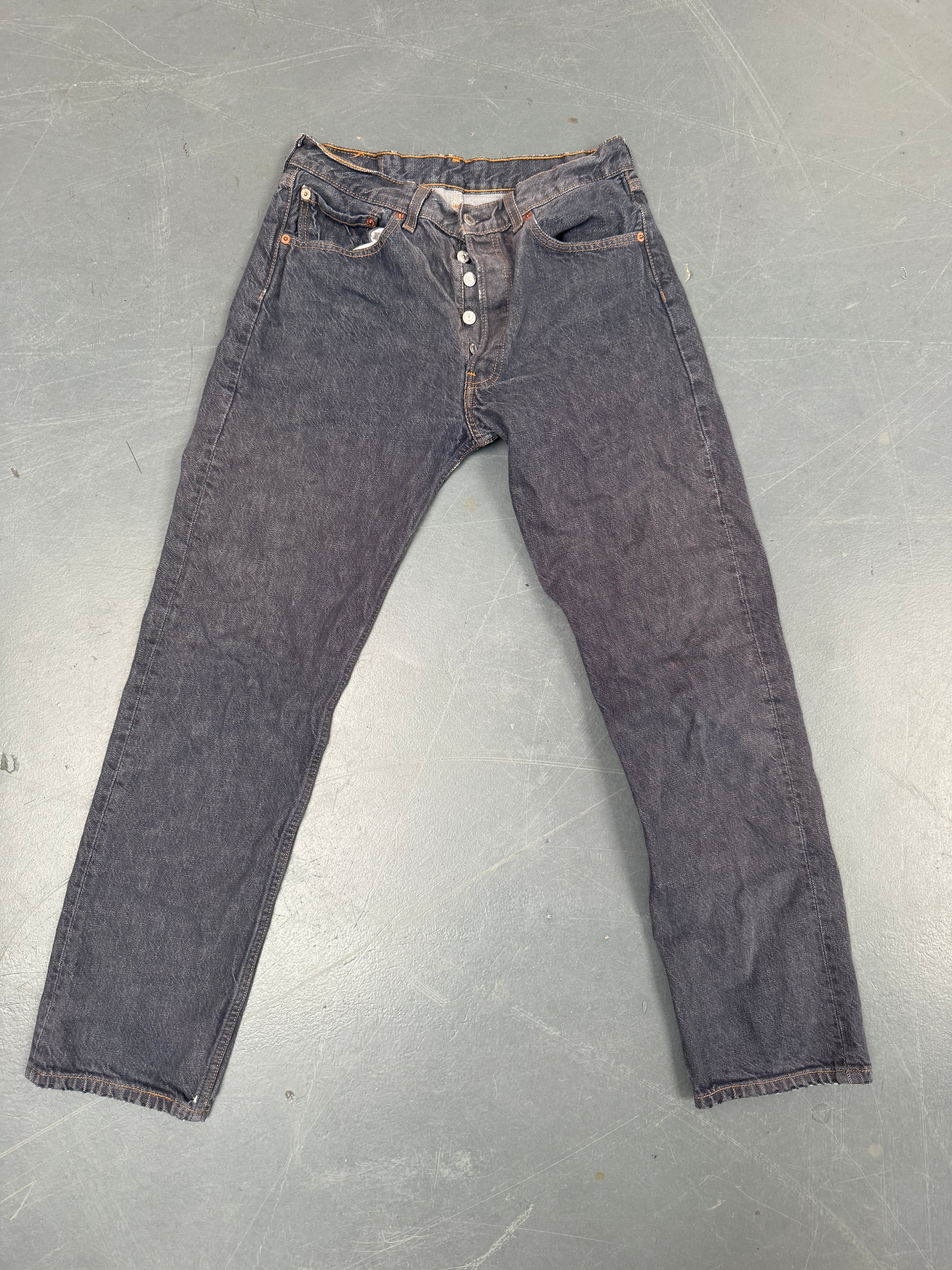 Mens Levis 501 Regular Fit Vintage Jean - W 28 L 29 - Slate Grey