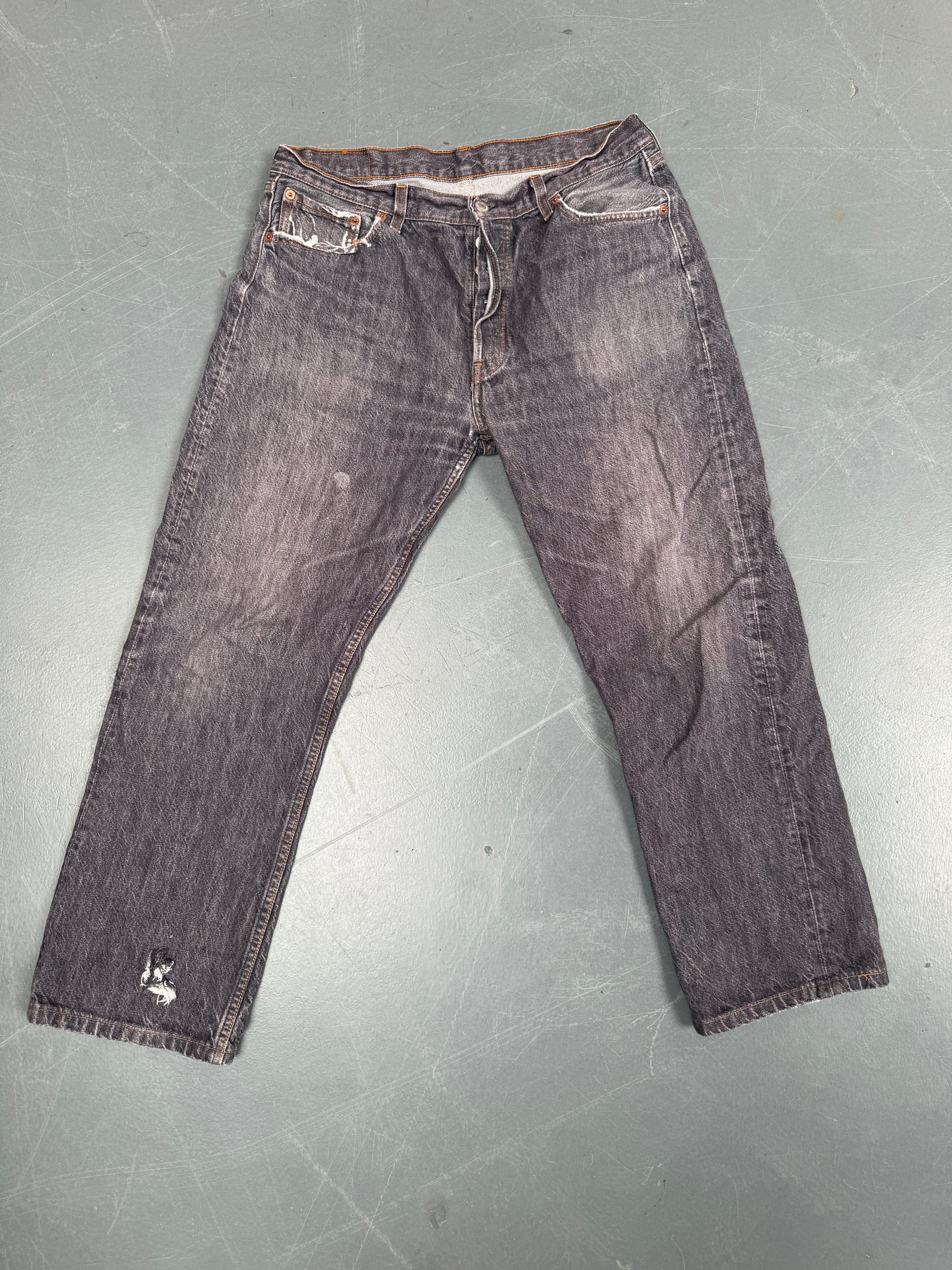Mens Levis 501 Regular Fit Vintage Jean - W 32 L 28 - Slate Grey SL211