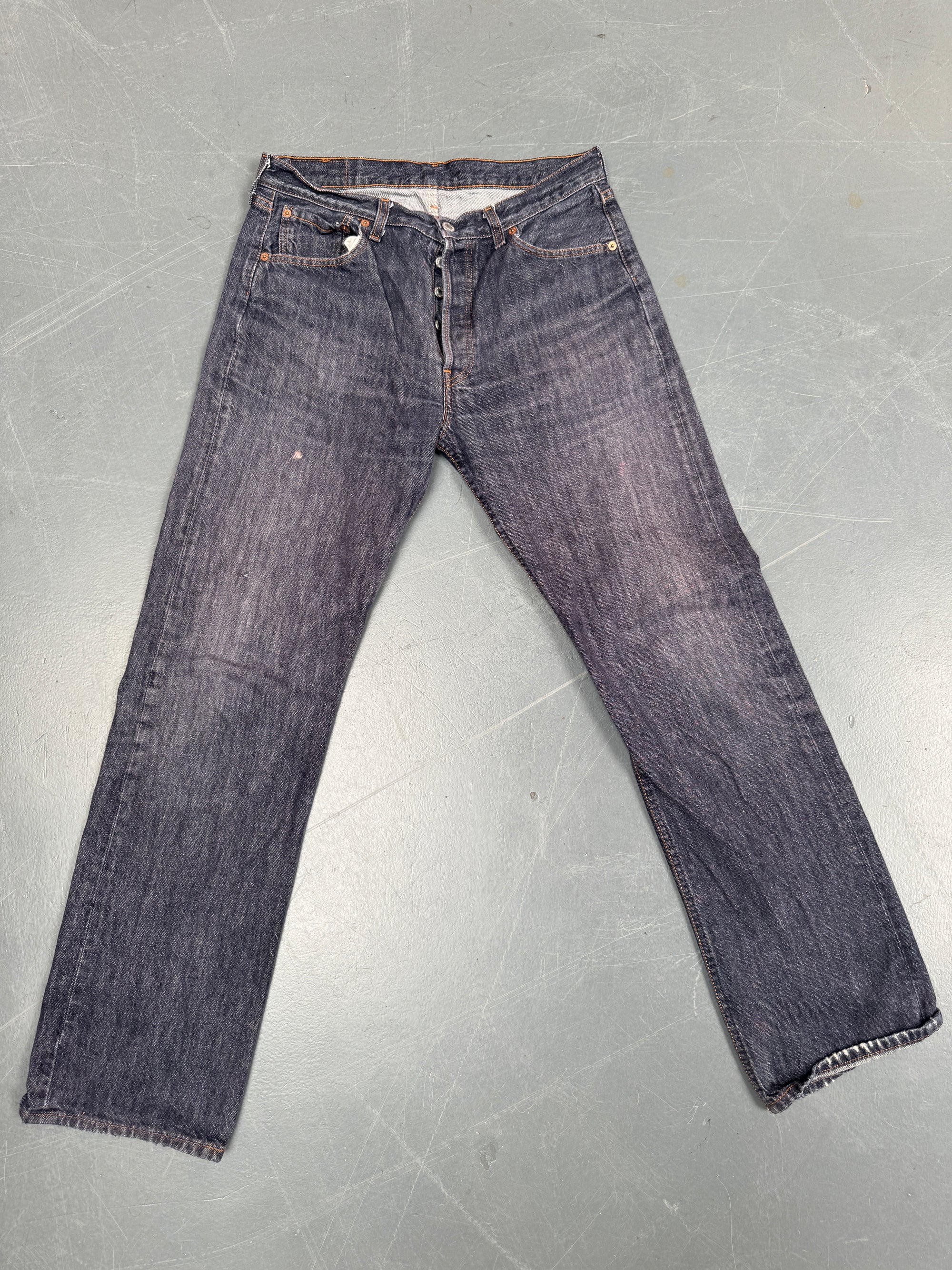 Mens Levis 501 Regular Fit Vintage Jean - W 31 L 32 - Slate Grey SL218