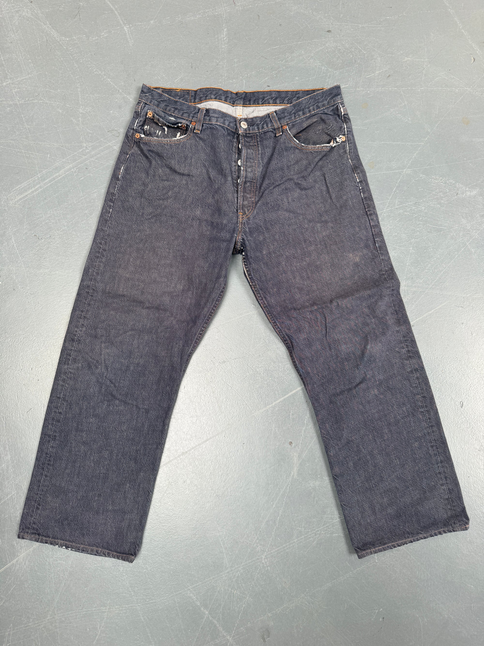 Mens Levis 501 Regular Fit Vintage Jean - W 34 L 27 - Slate Grey SL219
