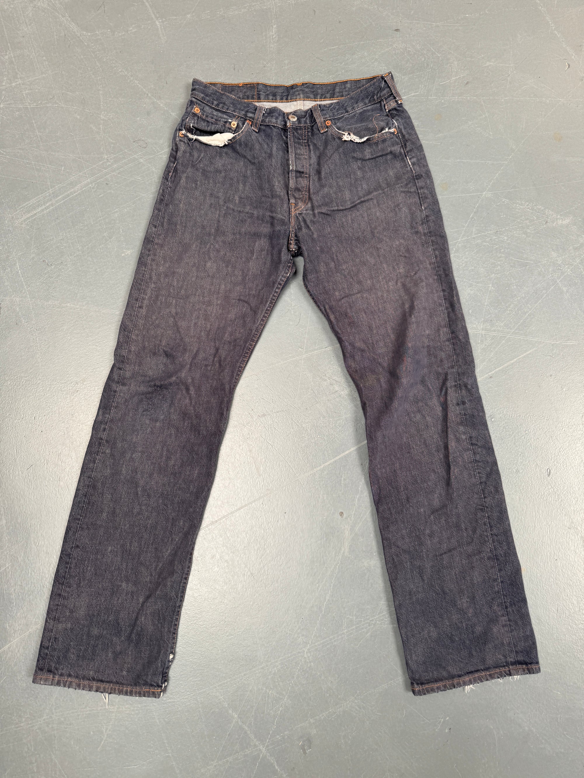 Mens Levis 501 Regular Fit Vintage Jean - W 30 L 32 - Slate Grey SL221