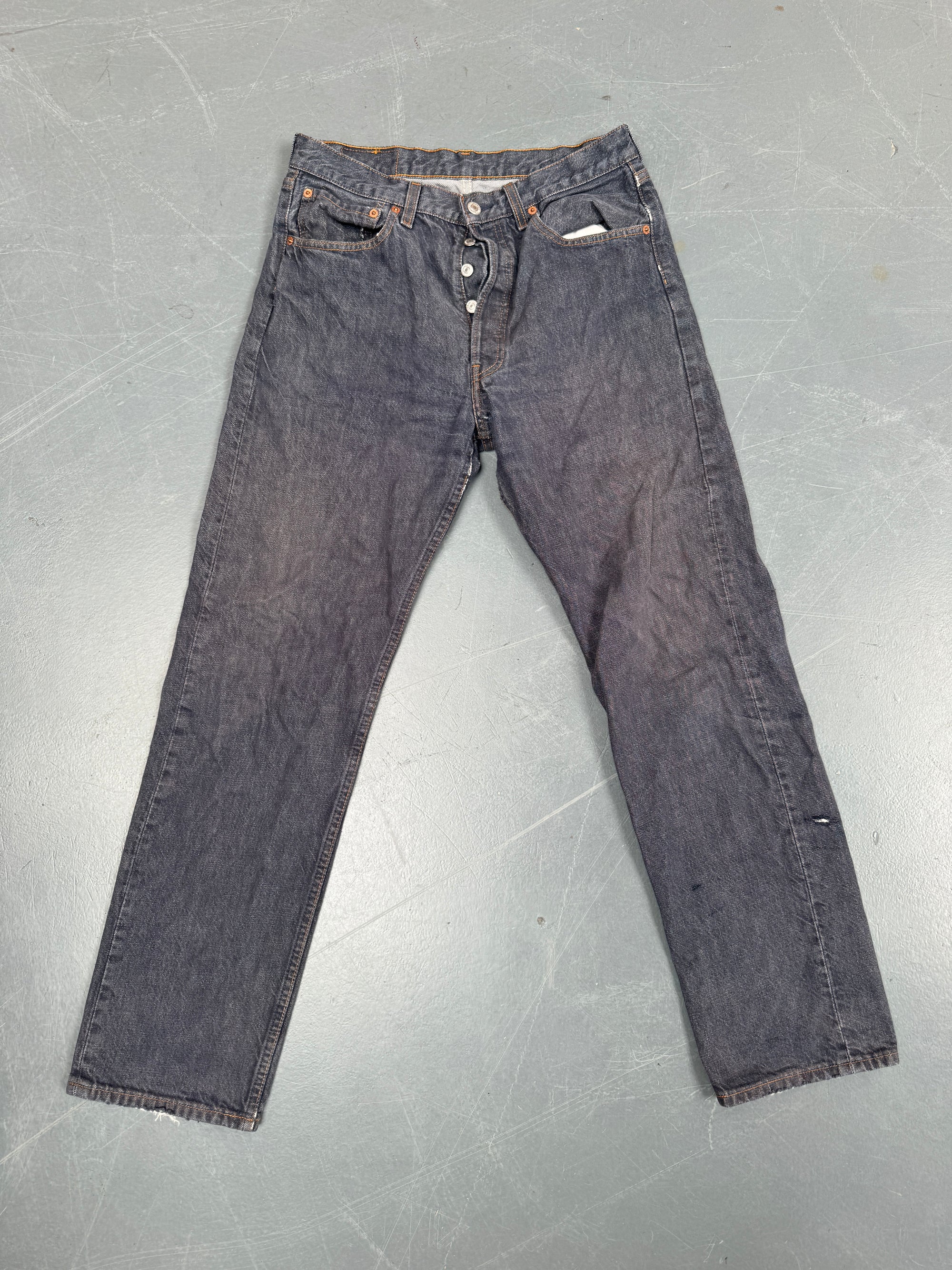 Mens Levis 501 Regular Fit Vintage Jean - W 28 L 30 - Slate Grey SL222