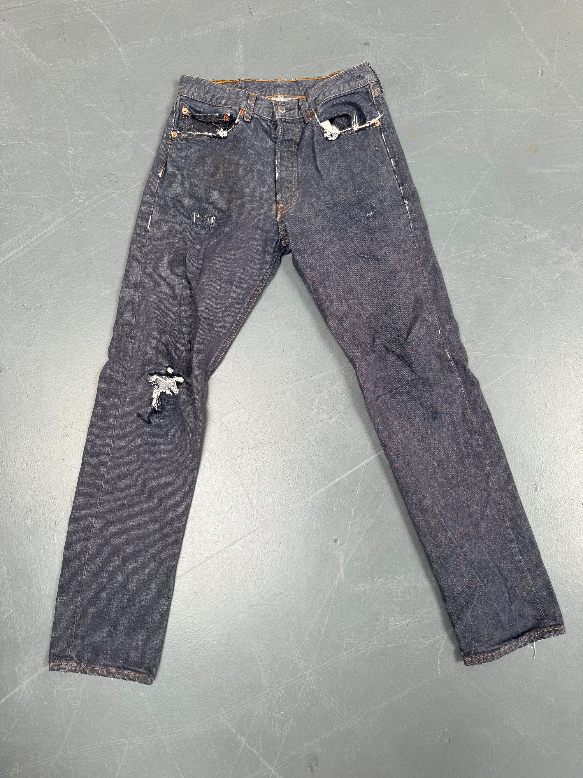 Mens Levis 501 Regular Fit Vintage Jean - W 28 L 32 - Slate Grey SL225