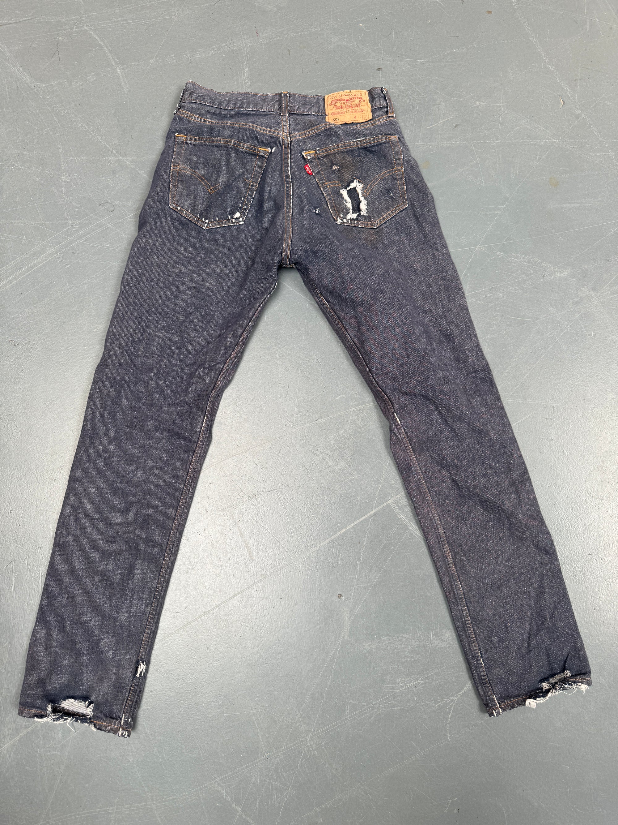 Mens Levis 501 Regular Fit Vintage Jean - W 28 L 32 - Slate Grey SL225