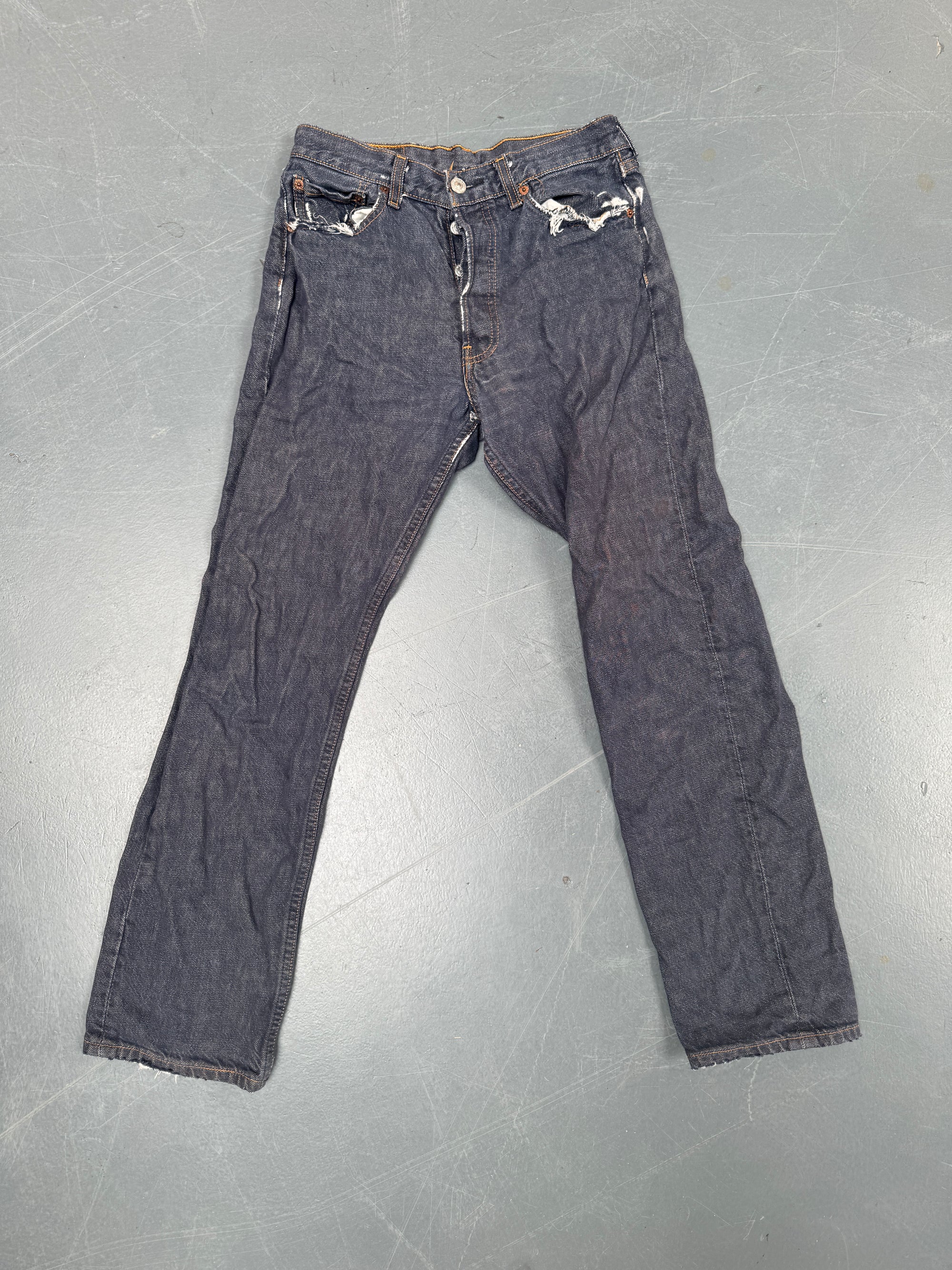 Mens Levis 501 Regular Fit Vintage Jean - W 26 L 27 - Slate Grey SL228