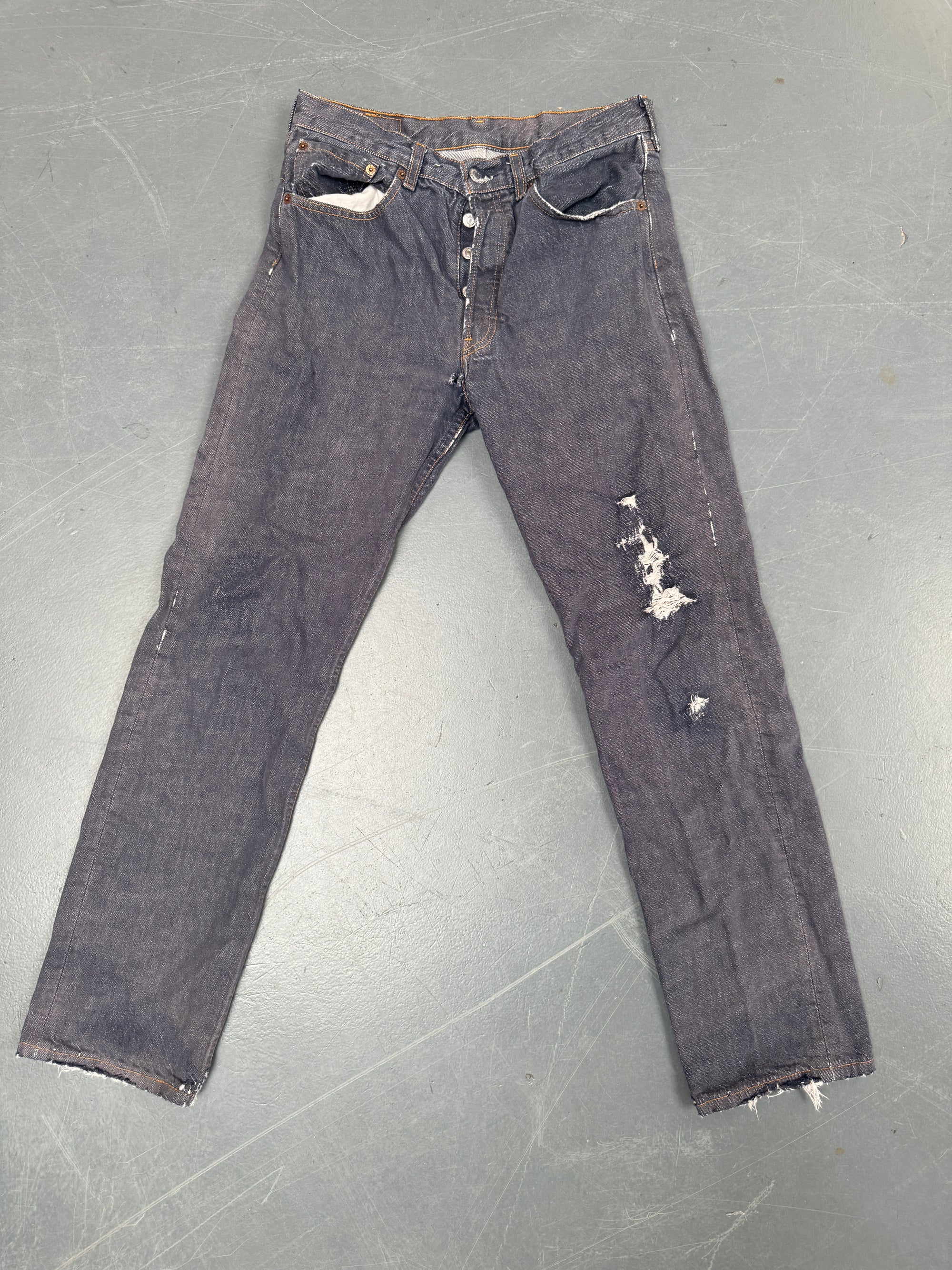 Mens Levis 501 Regular Fit Vintage Jean - W 28 L 30 - Slate Grey