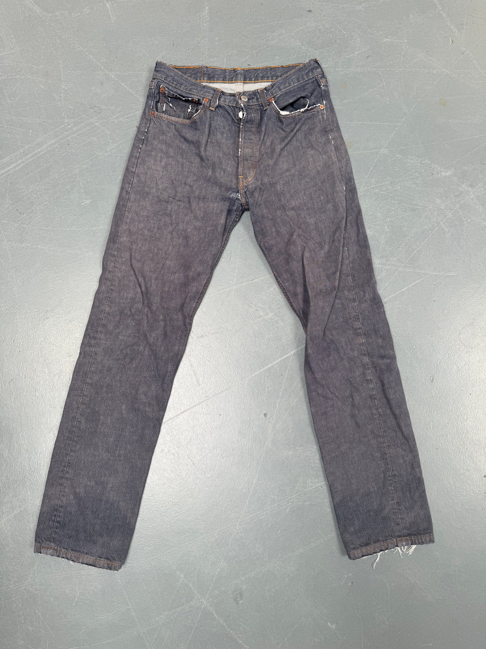 Mens Levis 501 Regular Fit Vintage Jean - W 28 L 32 - Slate Grey SL231