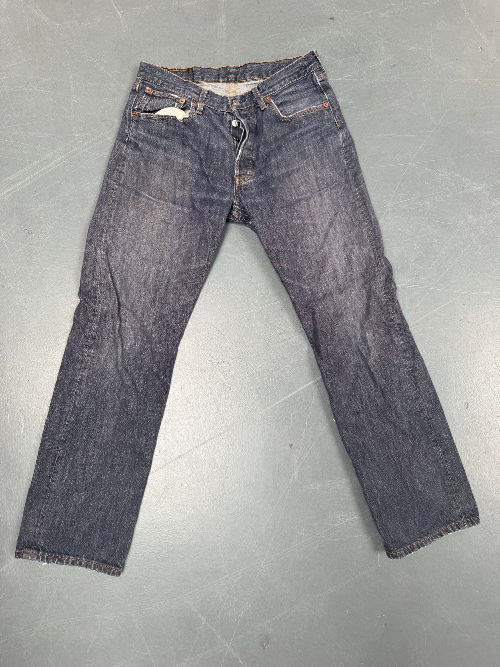 Mens Levis 501 Regular Fit Vintage Jean - W 28 L 30 - Slate Grey SL241