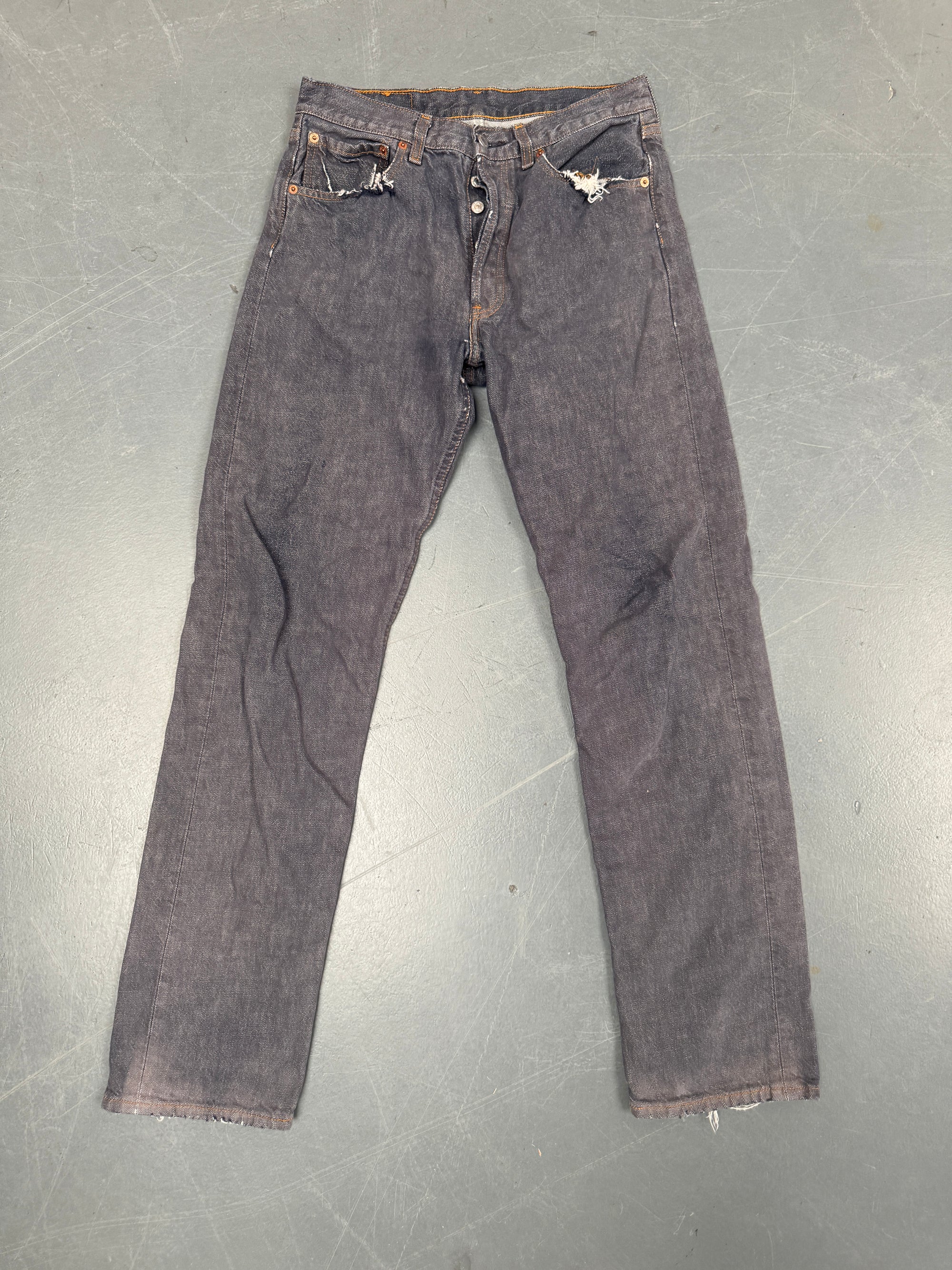 Mens Levis 501 Regular Fit Vintage Jean - W 28 L 32 - Slate Grey SL253