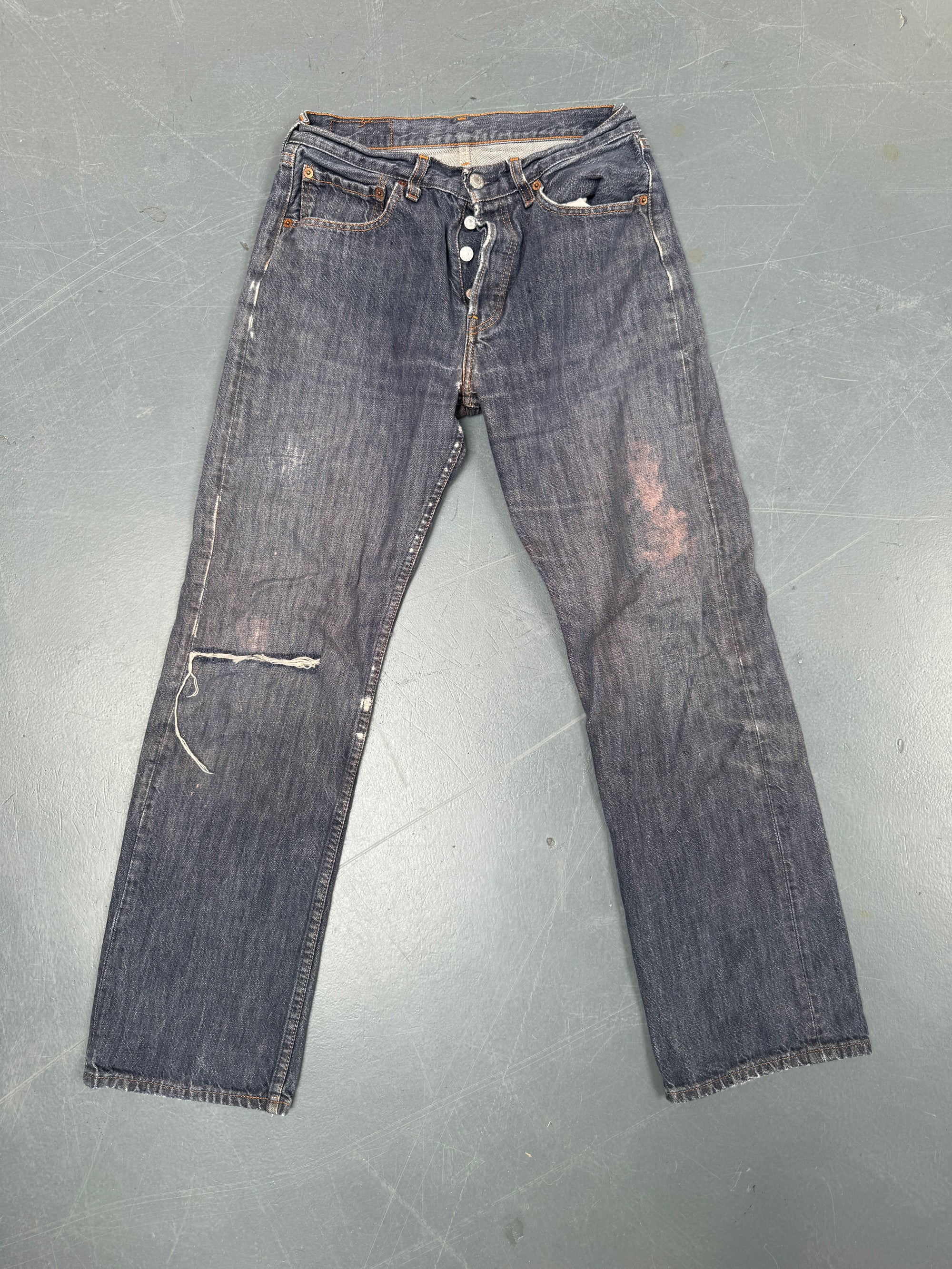 Mens Levis 501 Regular Fit Vintage Jean - W 28 L 29 - Slate Grey SL256