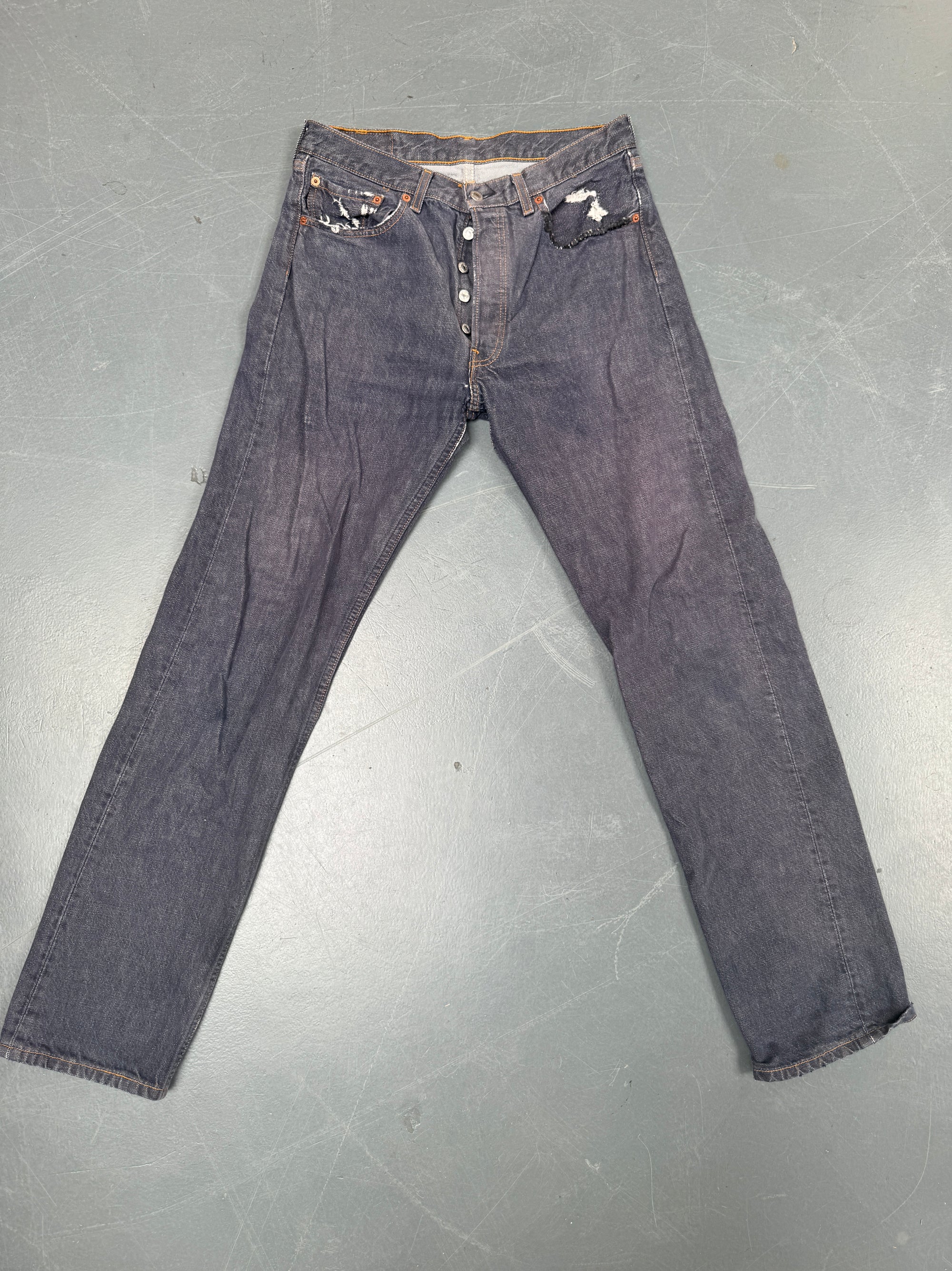 Mens Levis 501 Regular Fit Vintage Jean - W 30 L 32 - Slate Grey SL257