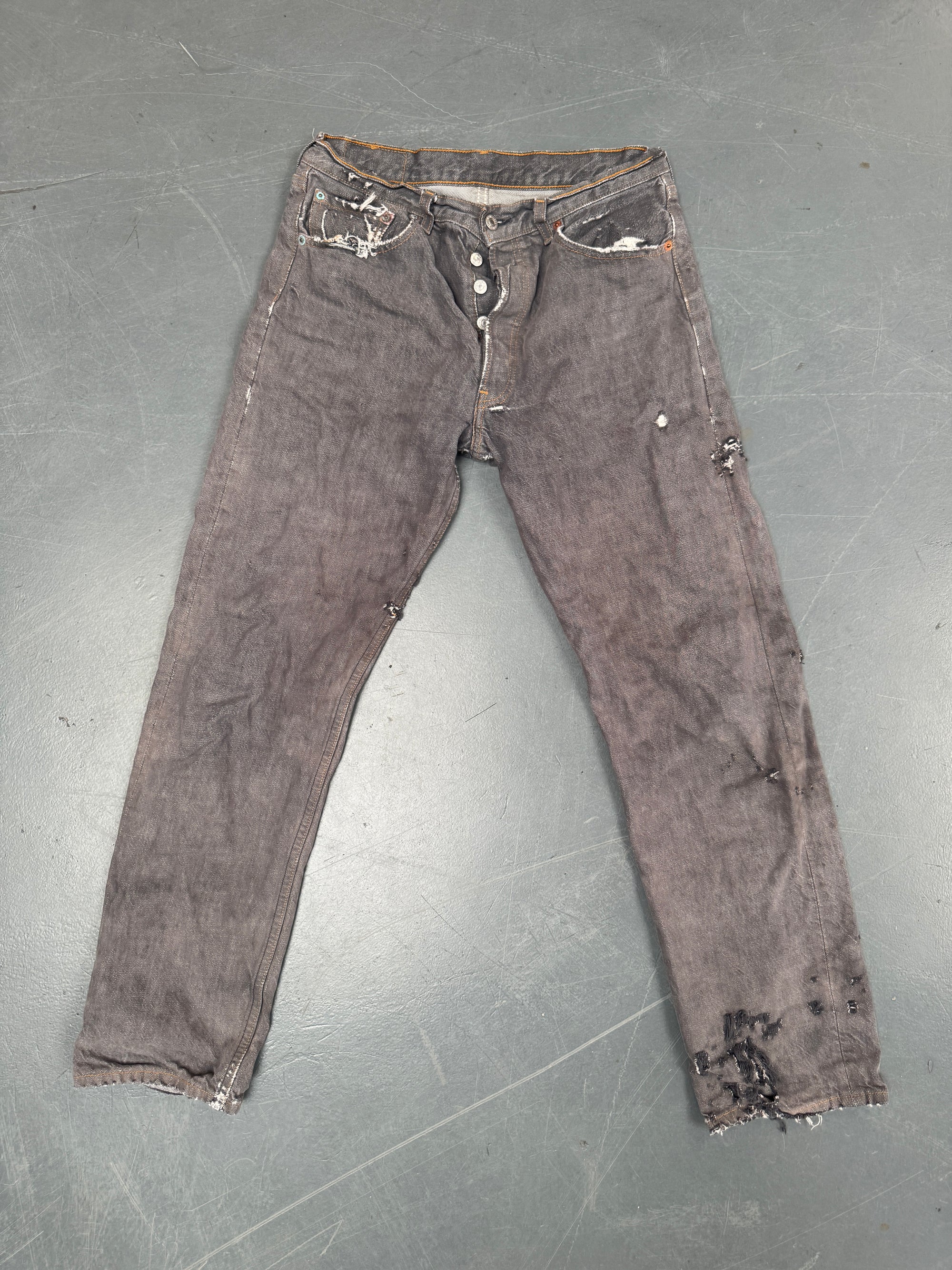 Mens Levis 501 Regular Fit Vintage Jean - W 28 L 29 - Slate Grey