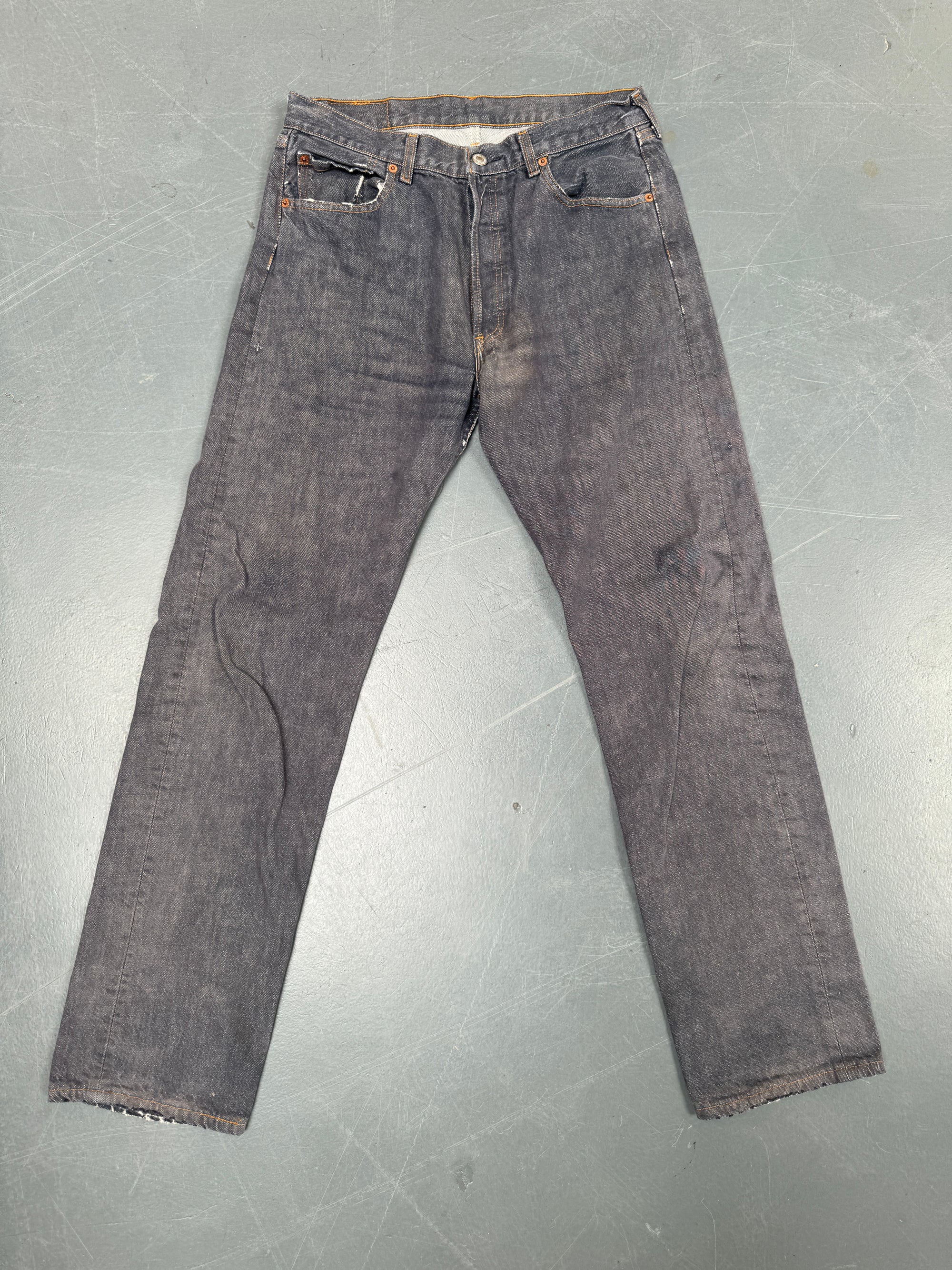 Mens Levis 501 Regular Fit Vintage Jean - W 30 L 32 - Slate Grey SL267