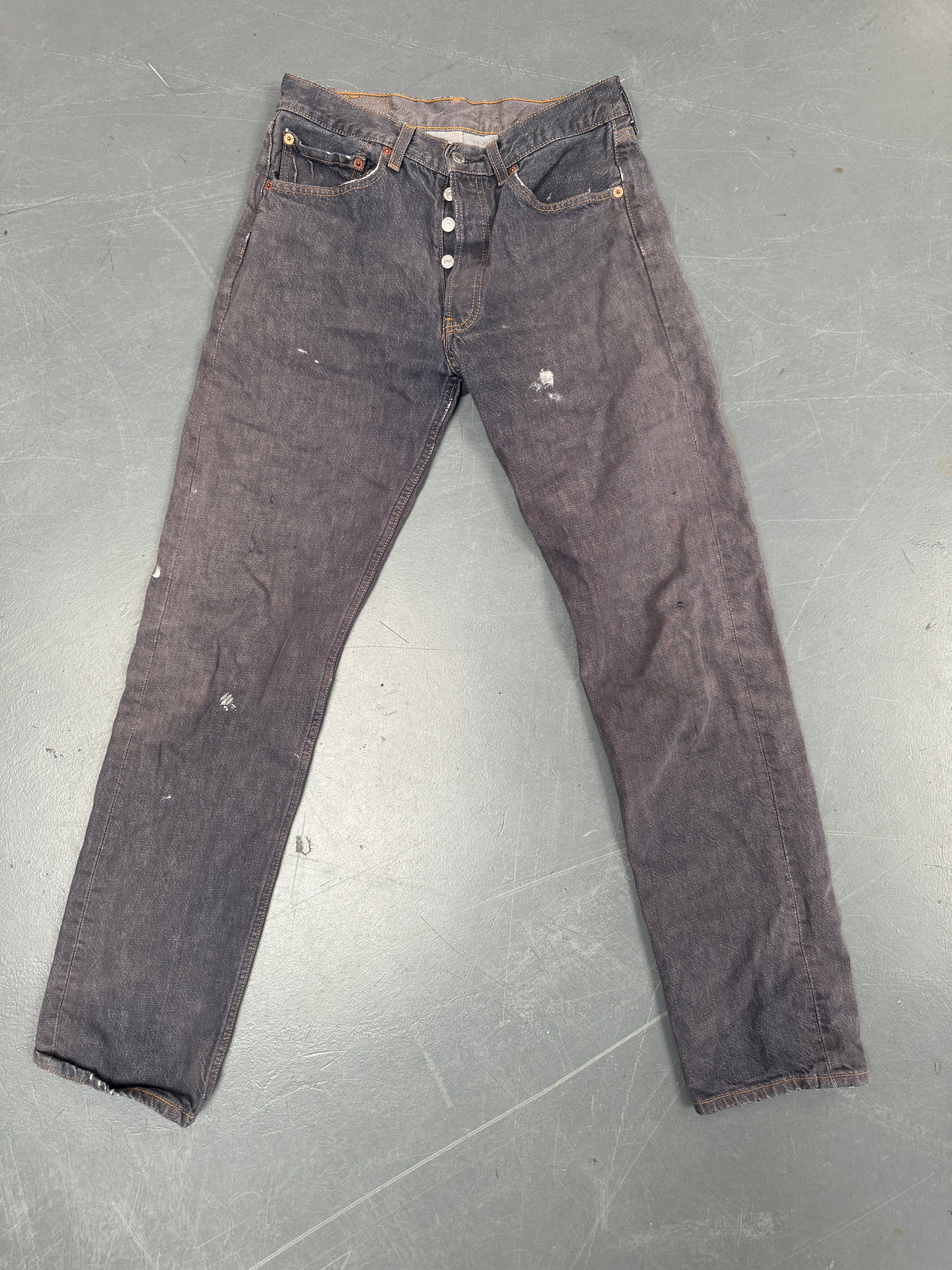 Mens Levis 501 Regular Fit Vintage Jean - W 28 L 32 - Slate Grey