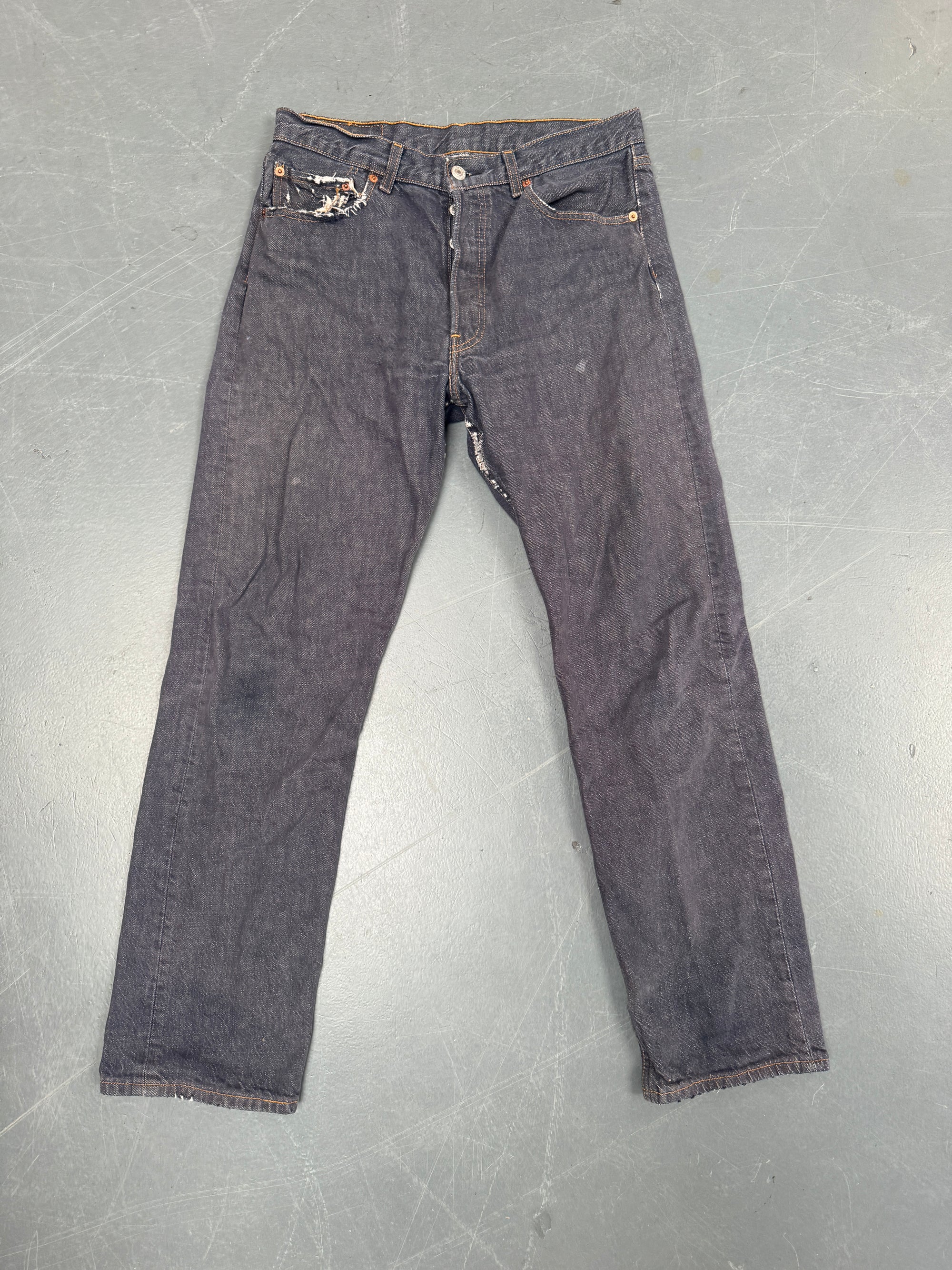 Mens Levis 501 Regular Fit Vintage Jean - W 30 L 30 - Slate Grey SL272