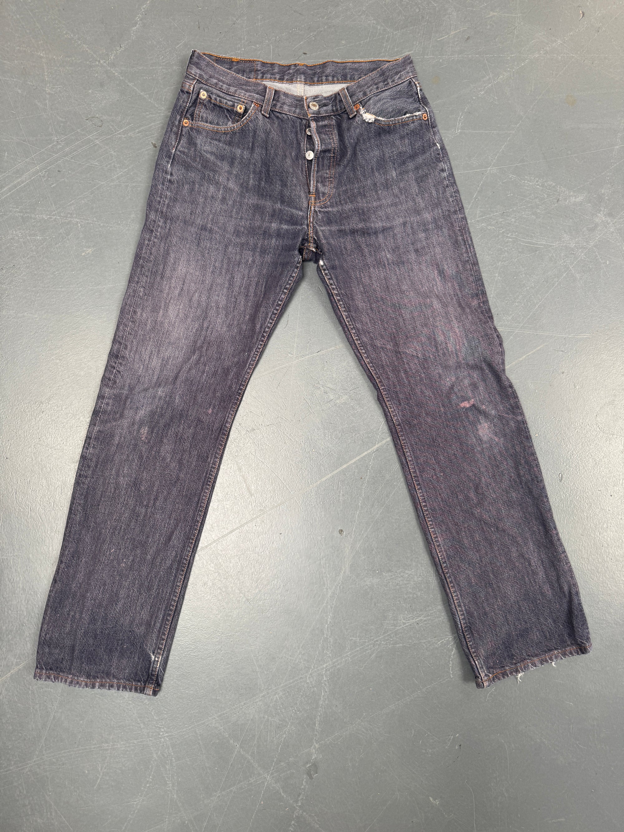 Mens Levis 501 Regular Fit Vintage Jean - W 28 L 30 - Slate Grey SL276