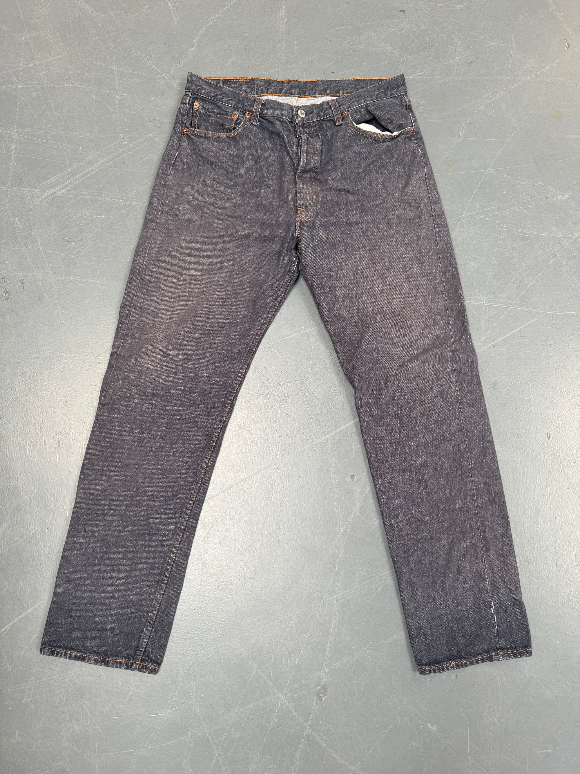 Mens Levis 501 Regular Fit Vintage Jean - W 32 L 32 - Slate Grey SL278