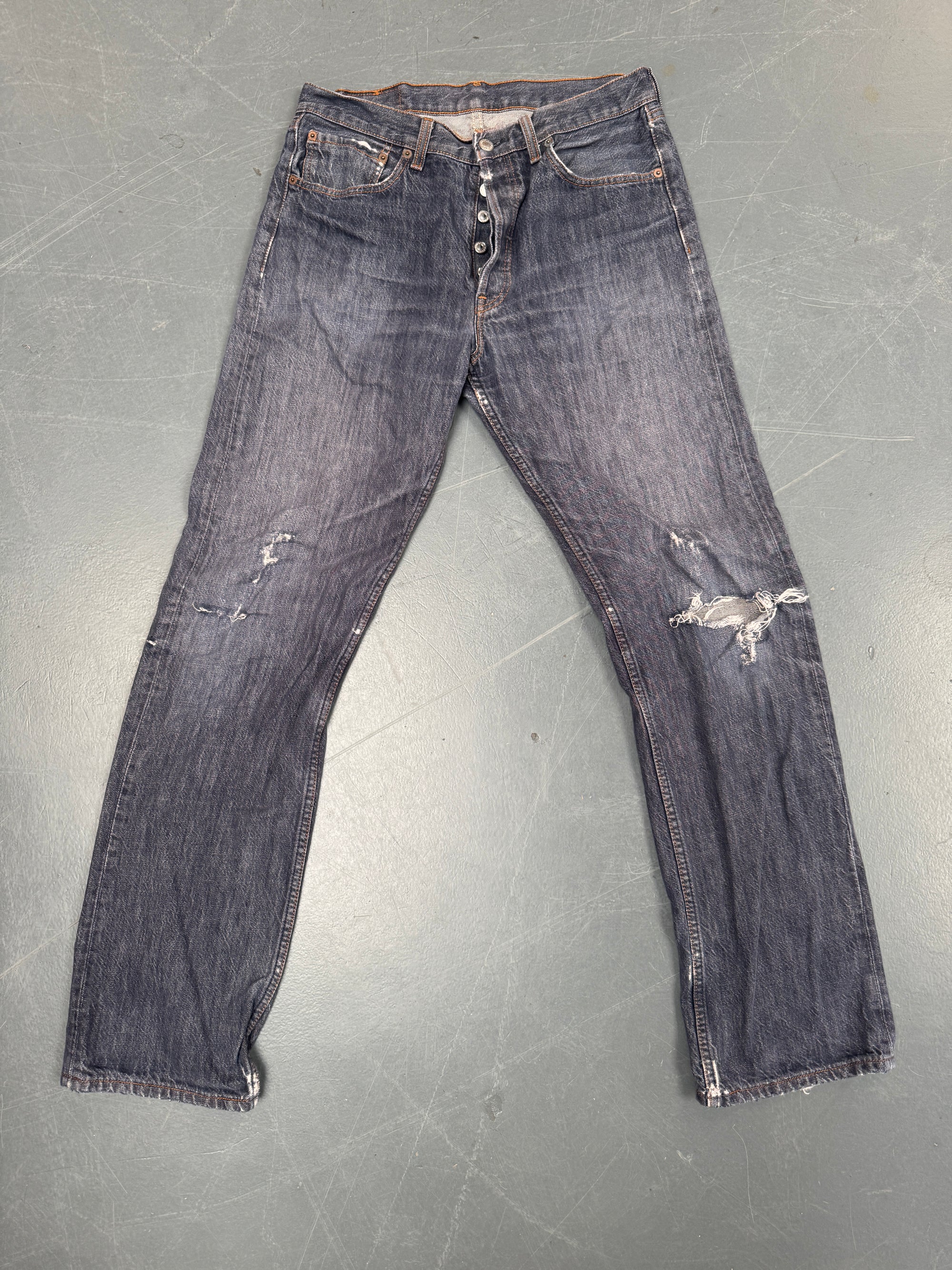 Mens Levis 501 Regular Fit Vintage Jean - W 30 L 33 - Slate Grey SL279