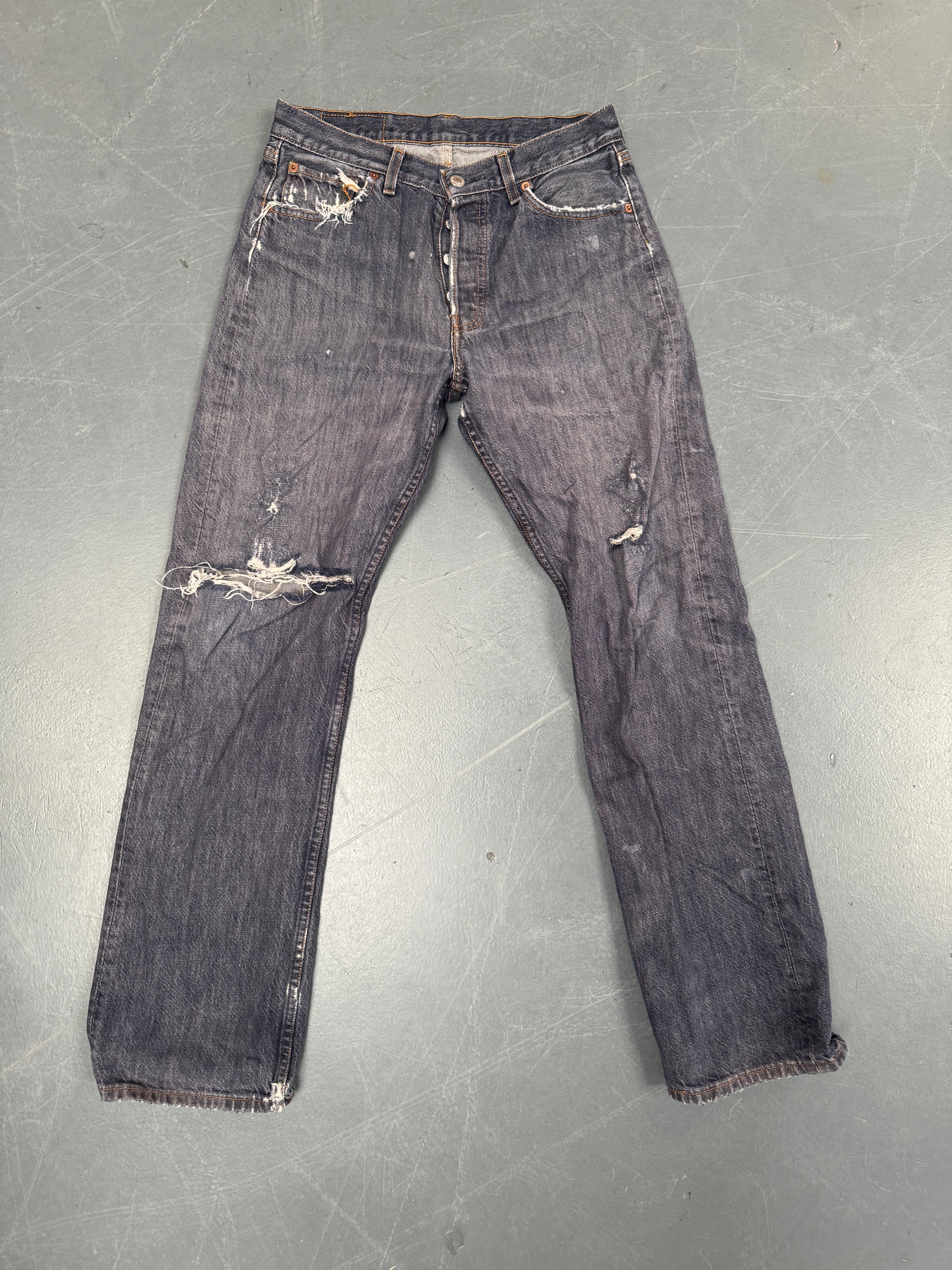 Mens Levis 501 Regular Fit Vintage Jean - W 26 L 30 - Slate Grey SL292