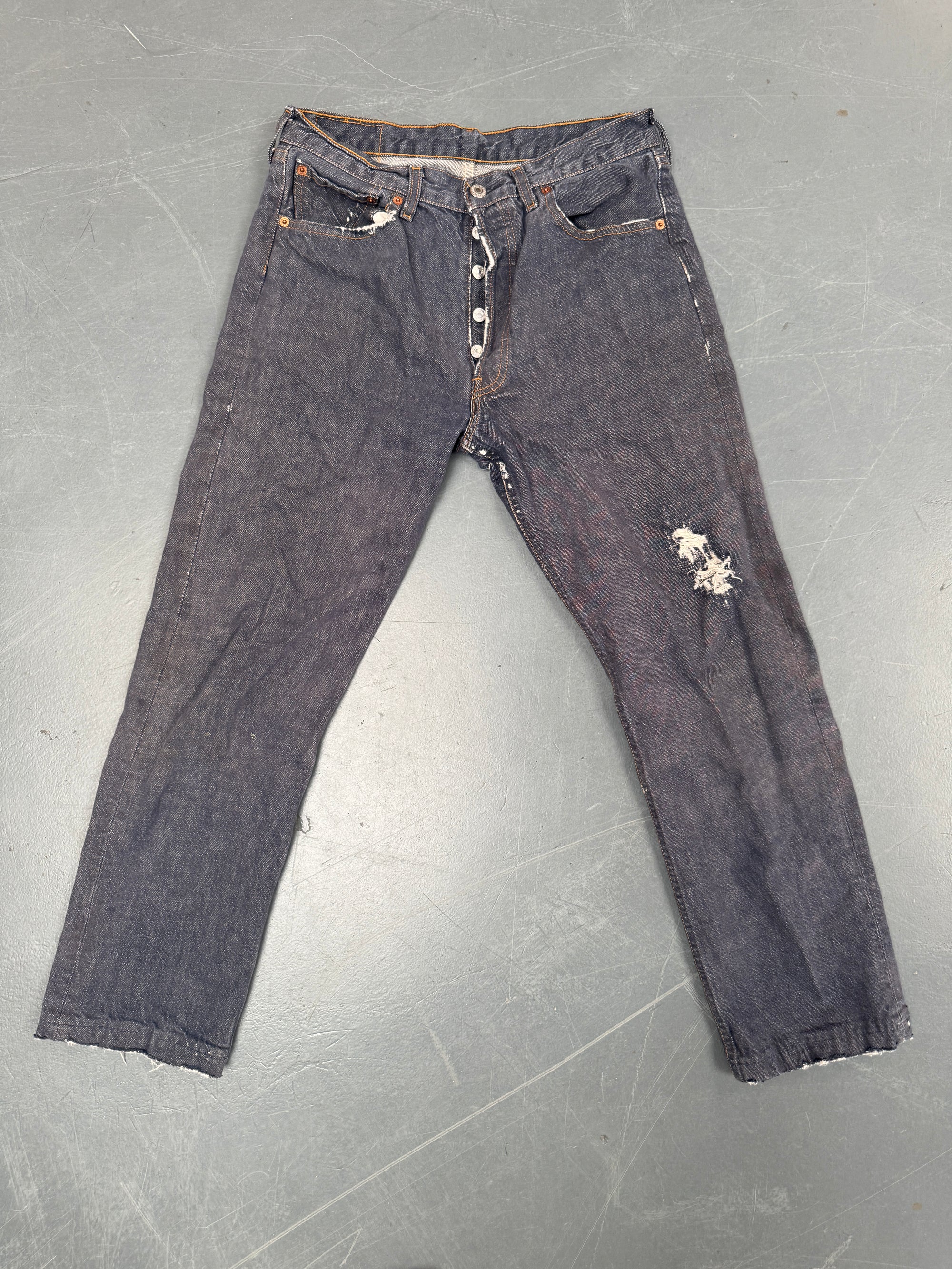 Mens Levis 501 Regular Fit Vintage Jean - W 28 L 27 - Slate Grey