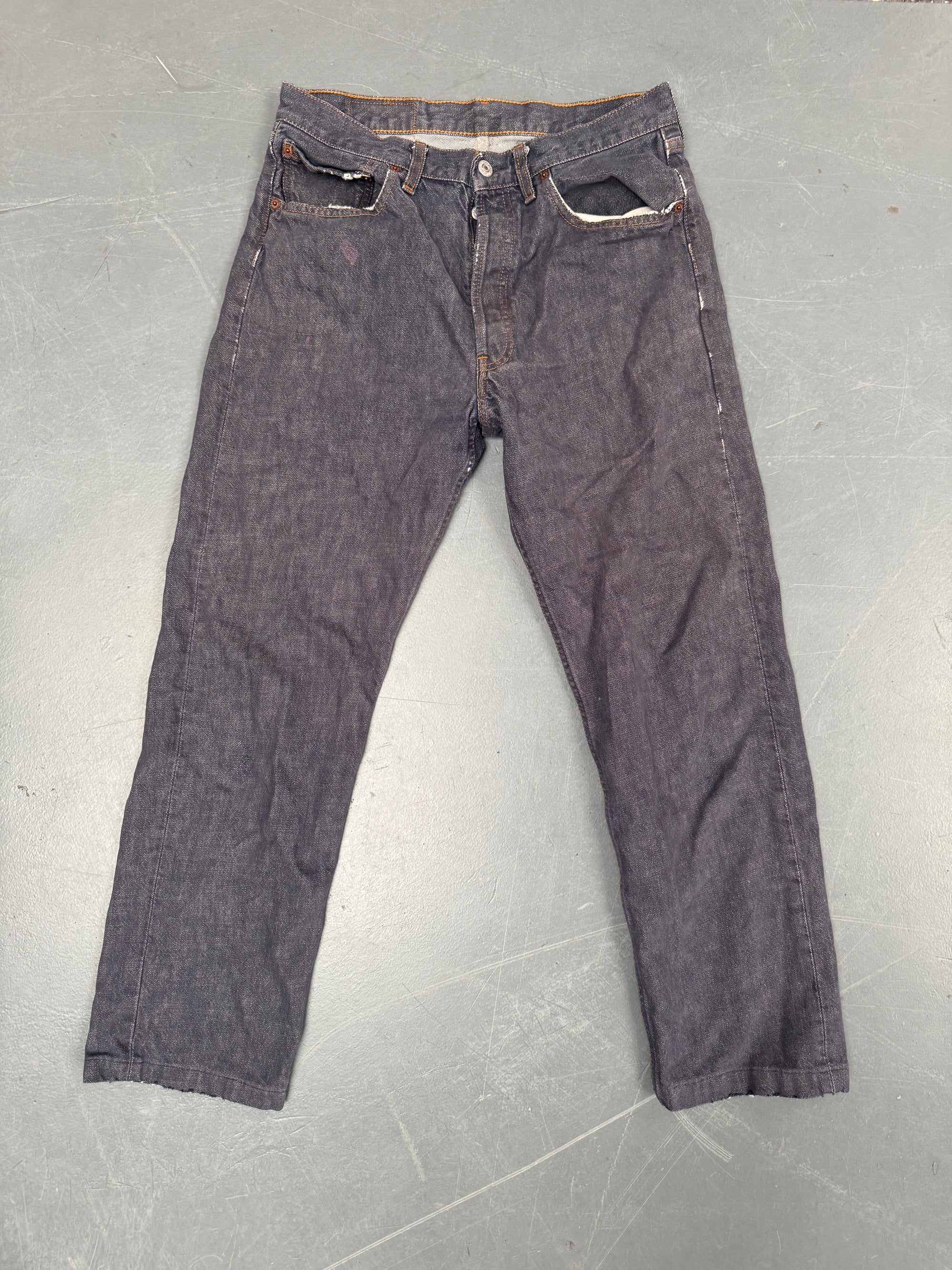 Mens Levis 501 Regular Fit Vintage Jean - W 26 L 28 - Slate Grey