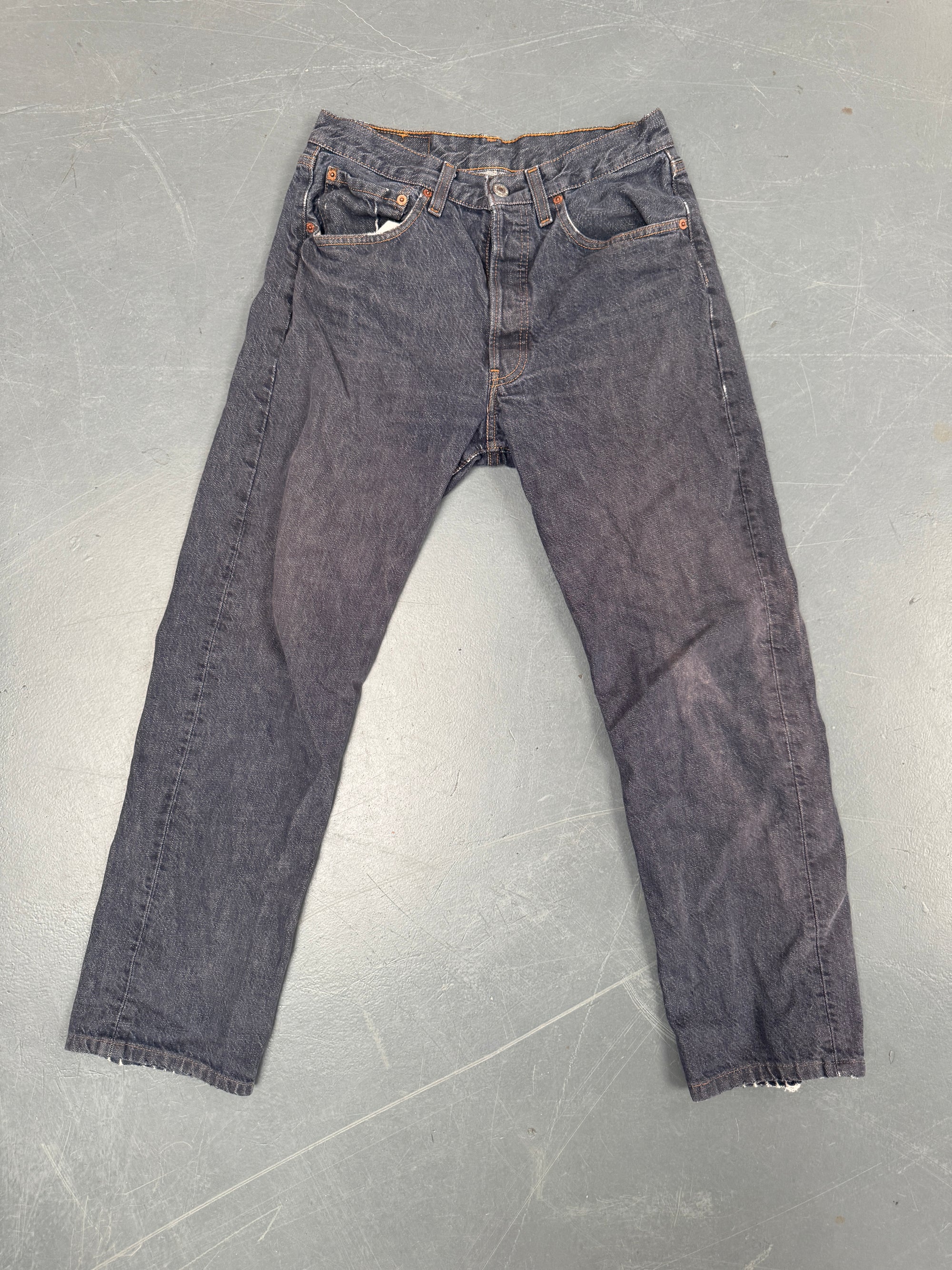 Mens Levis 501 Regular Fit Vintage Jean - W 28 L 28 - Slate Grey