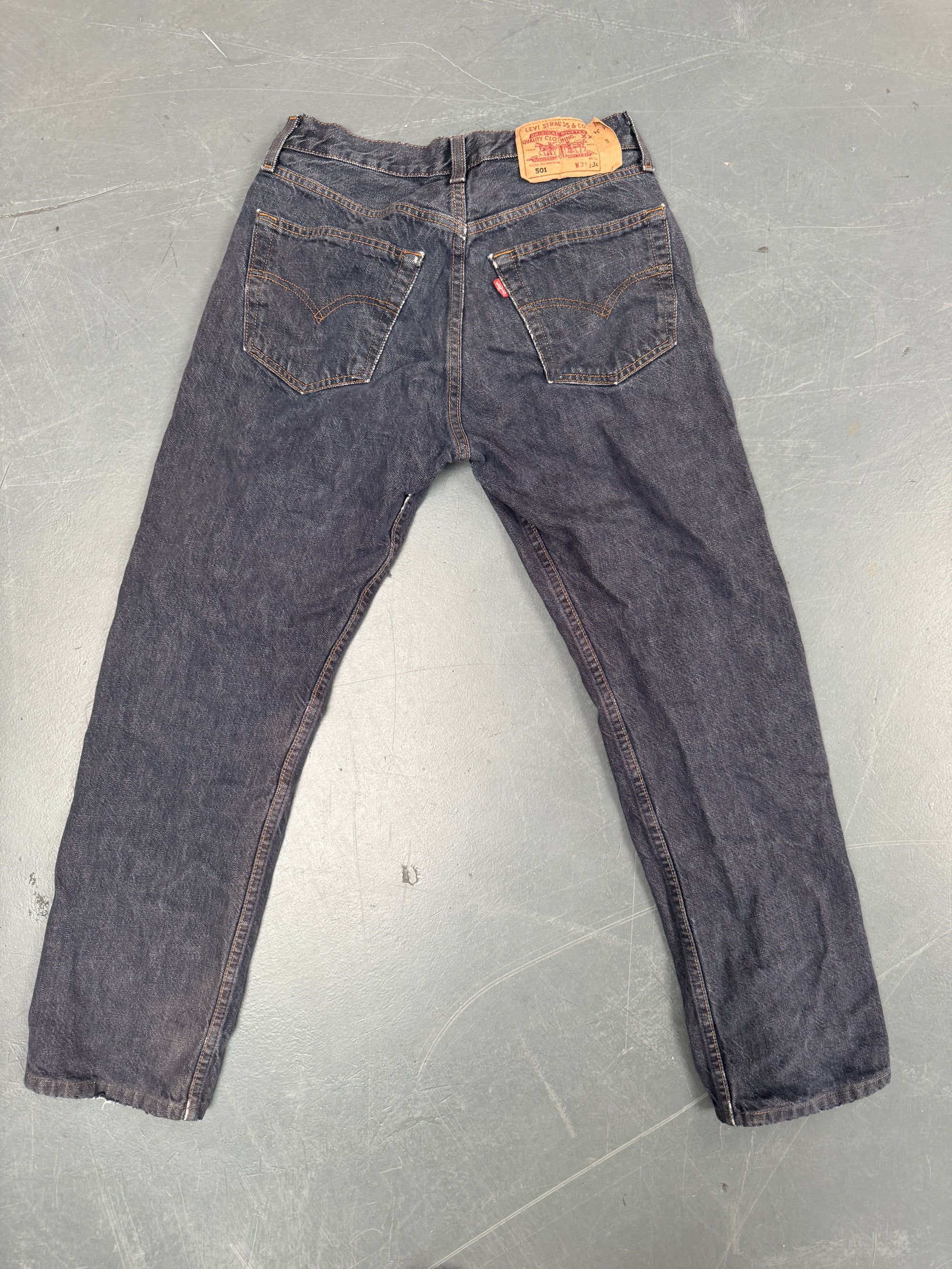 Mens Levis 501 Regular Fit Vintage Jean - W 28 L 28 - Slate Grey