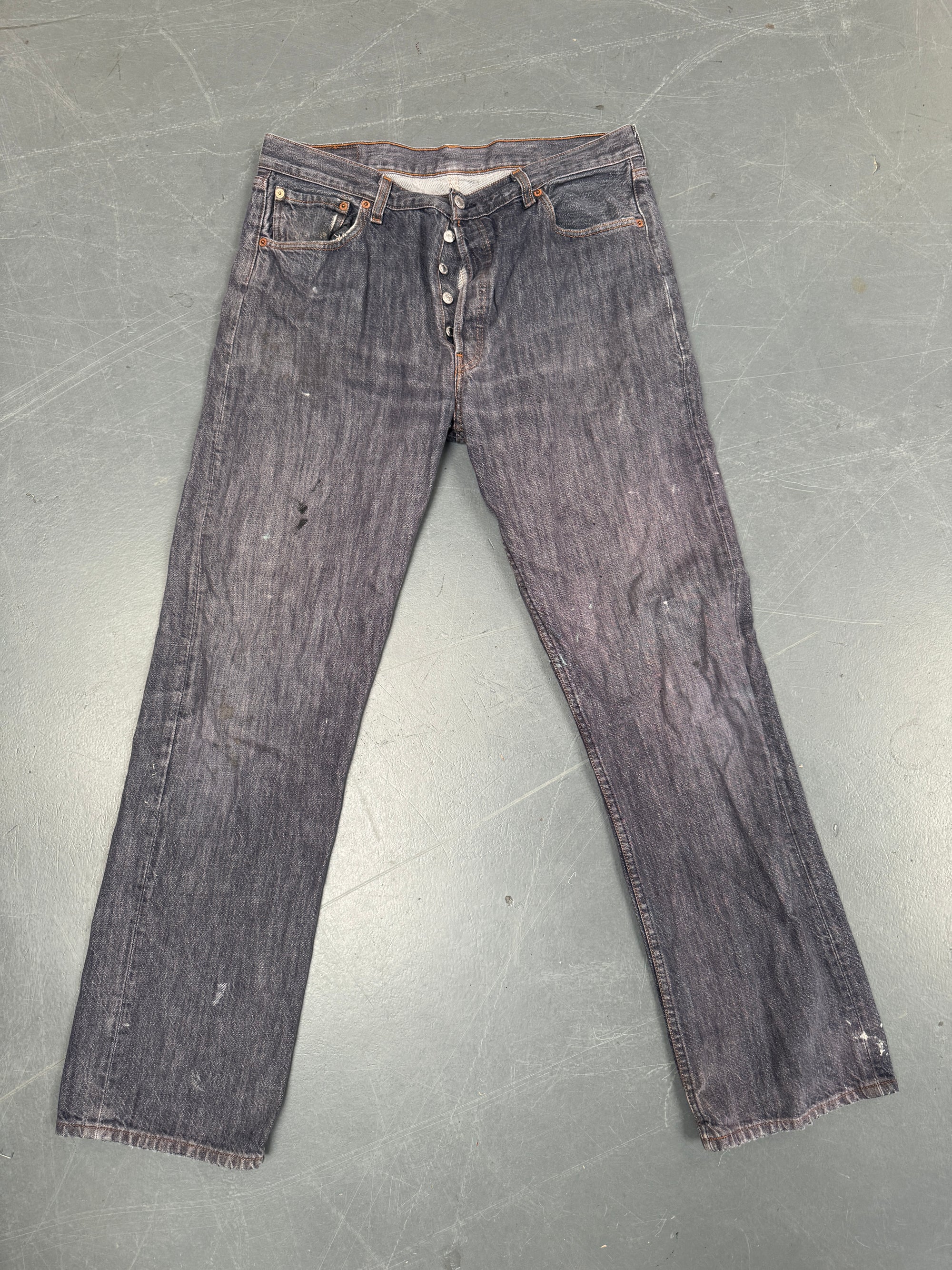 Mens Levis 501 Regular Fit Vintage Jean - W 34 L 33 - Slate Grey SL321