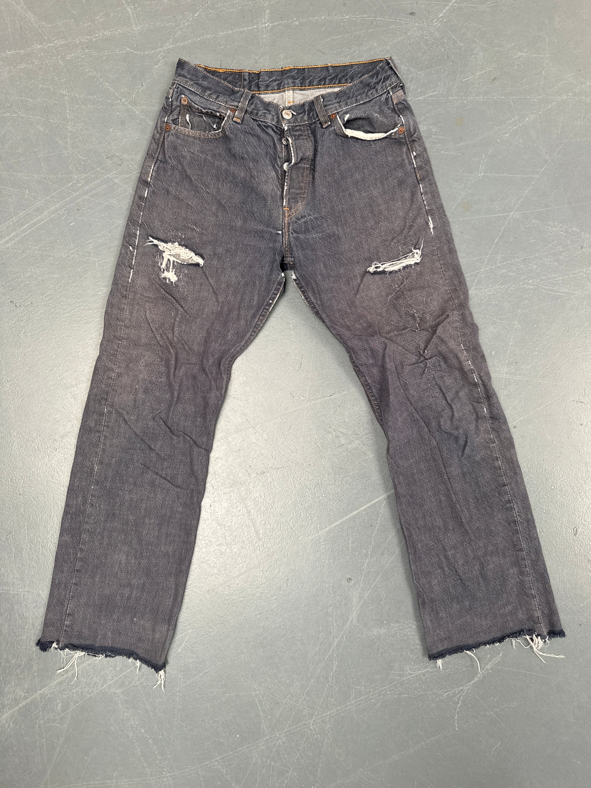Mens Levis 501 Regular Fit Vintage Jean - W 26 L 27 - Slate Grey SL340