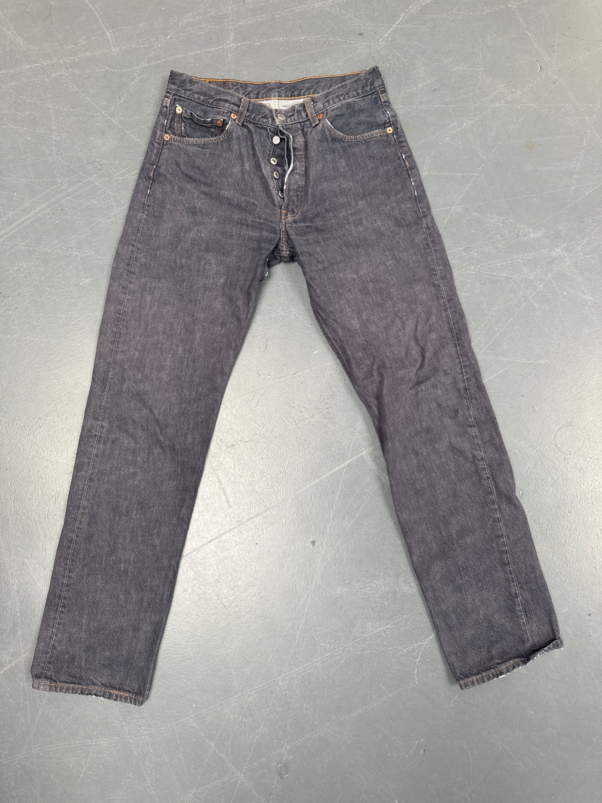 Mens Levis 501 Regular Fit Vintage Jean - W 28 L 32 - Slate Grey SL341