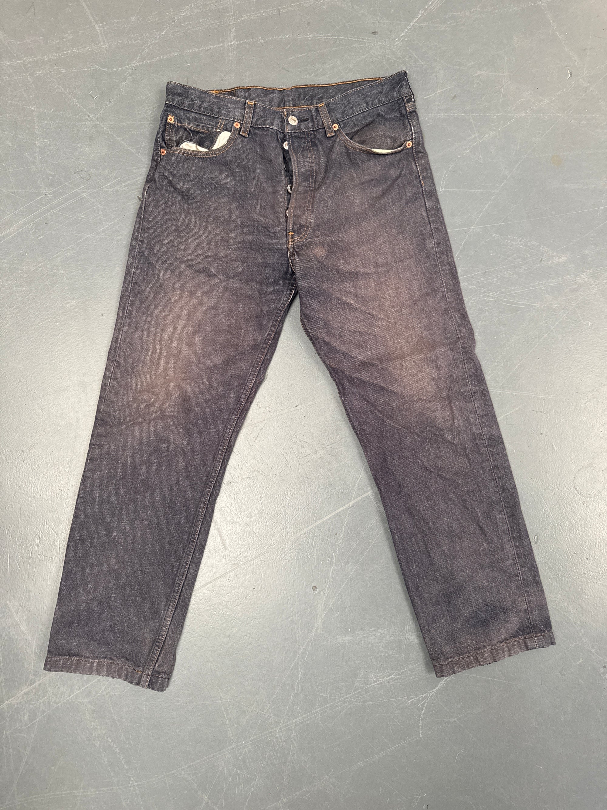 Mens Levis 501 Regular Fit Vintage Jean - W 30 L 28 - Slate Grey SL344