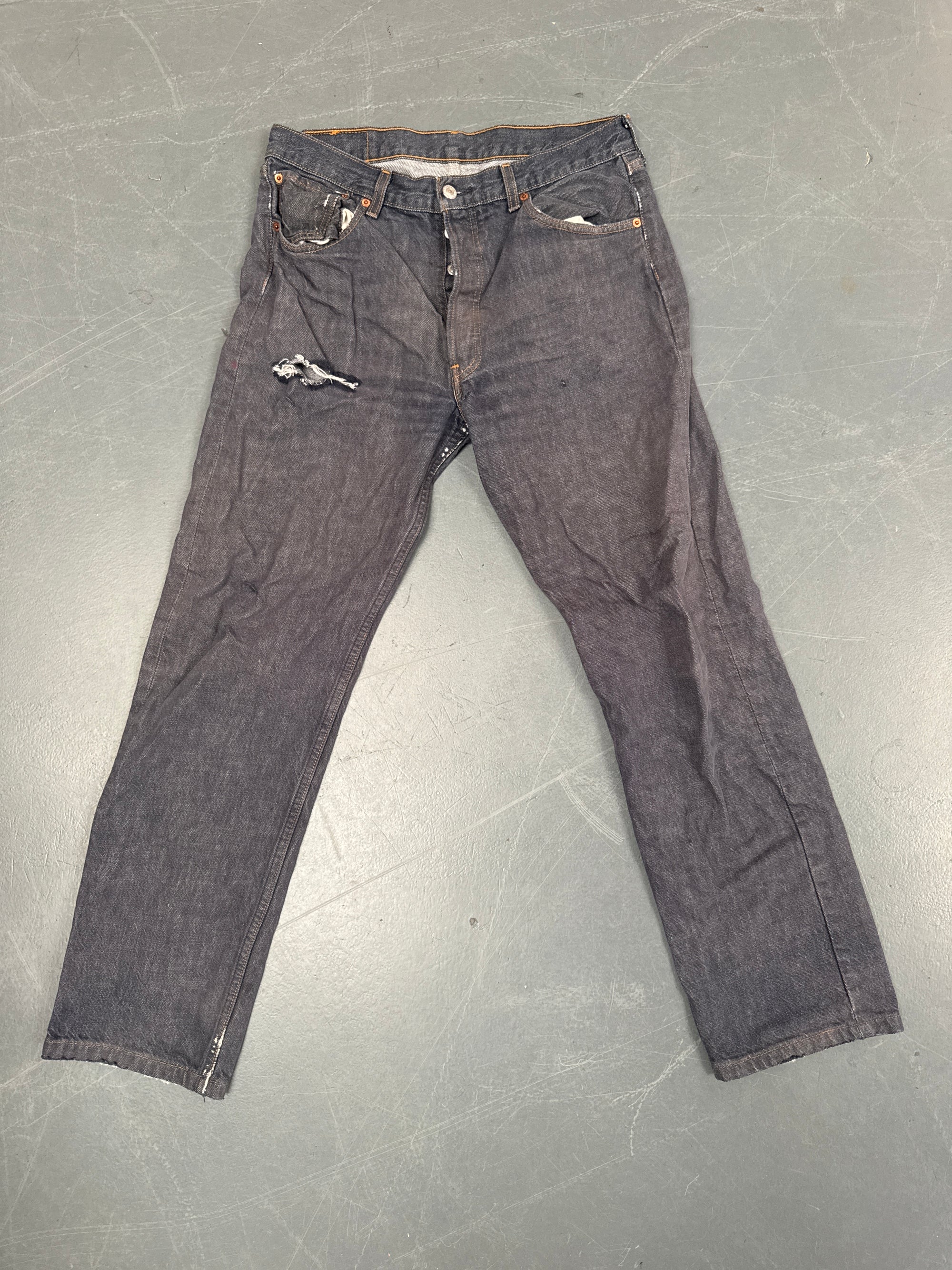 Mens Levis 501 Regular Fit Vintage Jean - W 32 L 30 - Slate Grey SL347