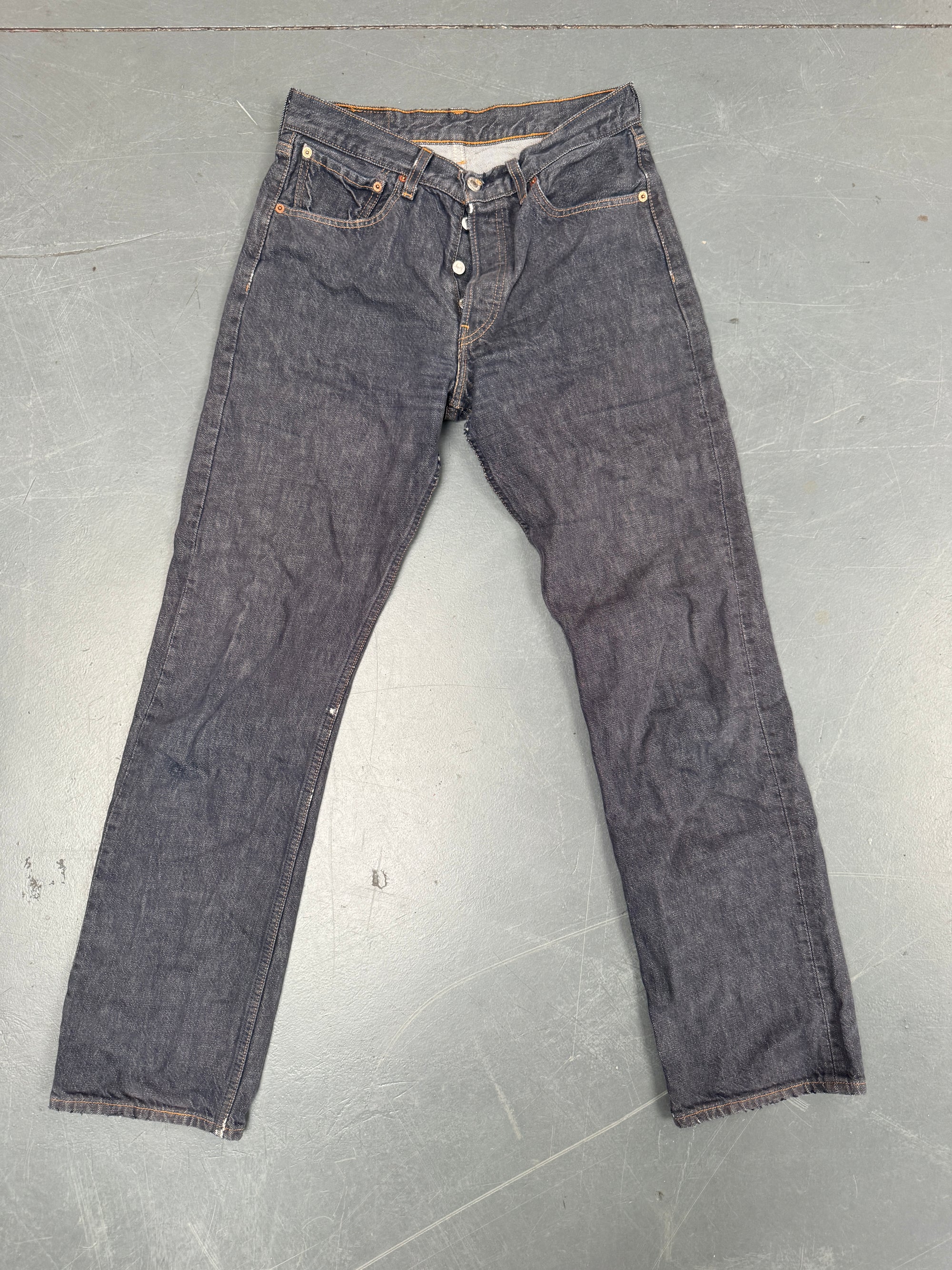 Mens Levis 501 Regular Fit Vintage Jean - W 28 L 32 - Slate Grey
