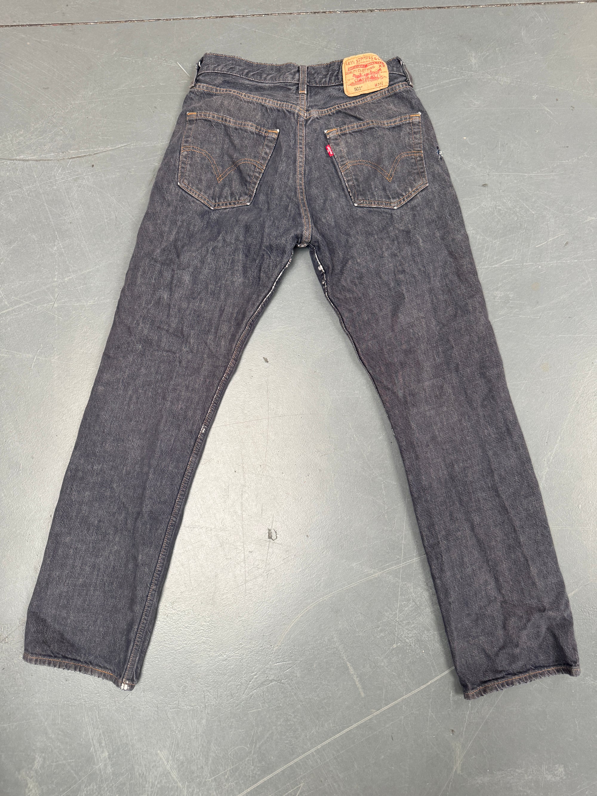 Mens Levis 501 Regular Fit Vintage Jean - W 28 L 32 - Slate Grey