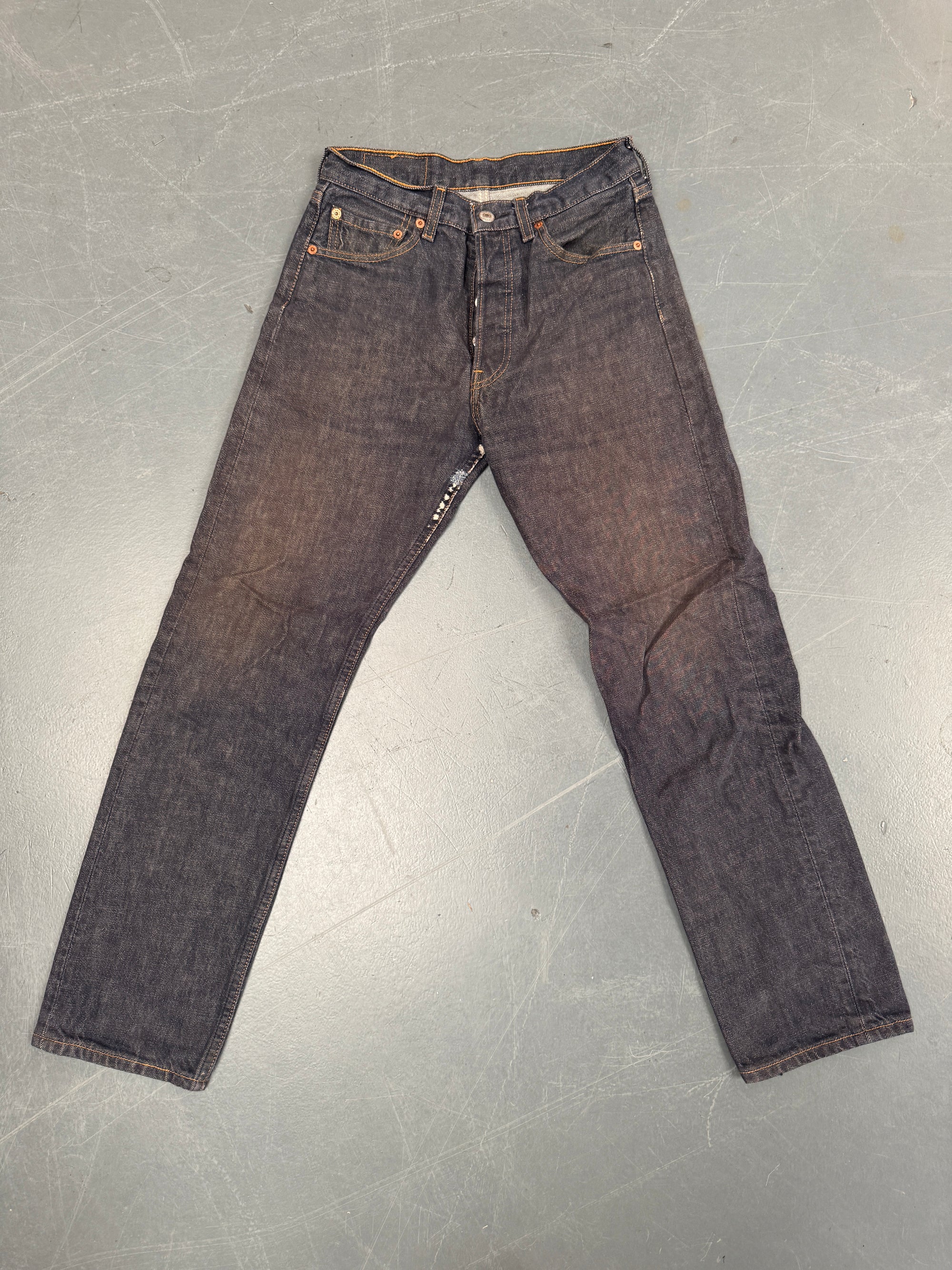Mens Levis 501 Regular Fit Vintage Jean - W 26 L 29 - Slate Grey SL354