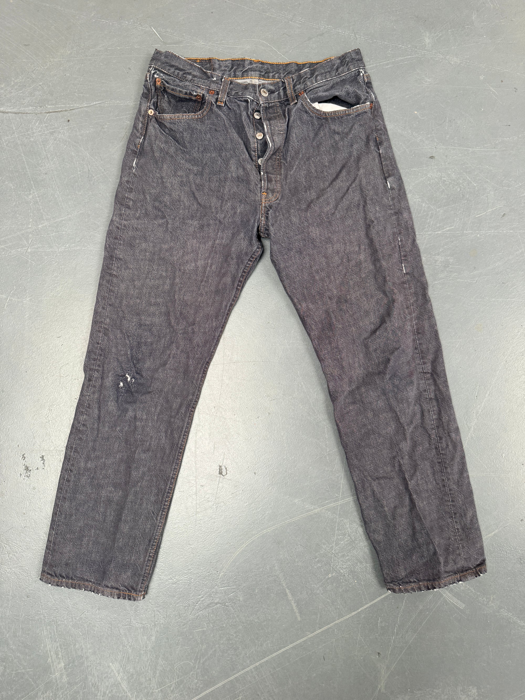 Mens Levis 501 Regular Fit Vintage Jean - W 30 L 28 - Slate Grey