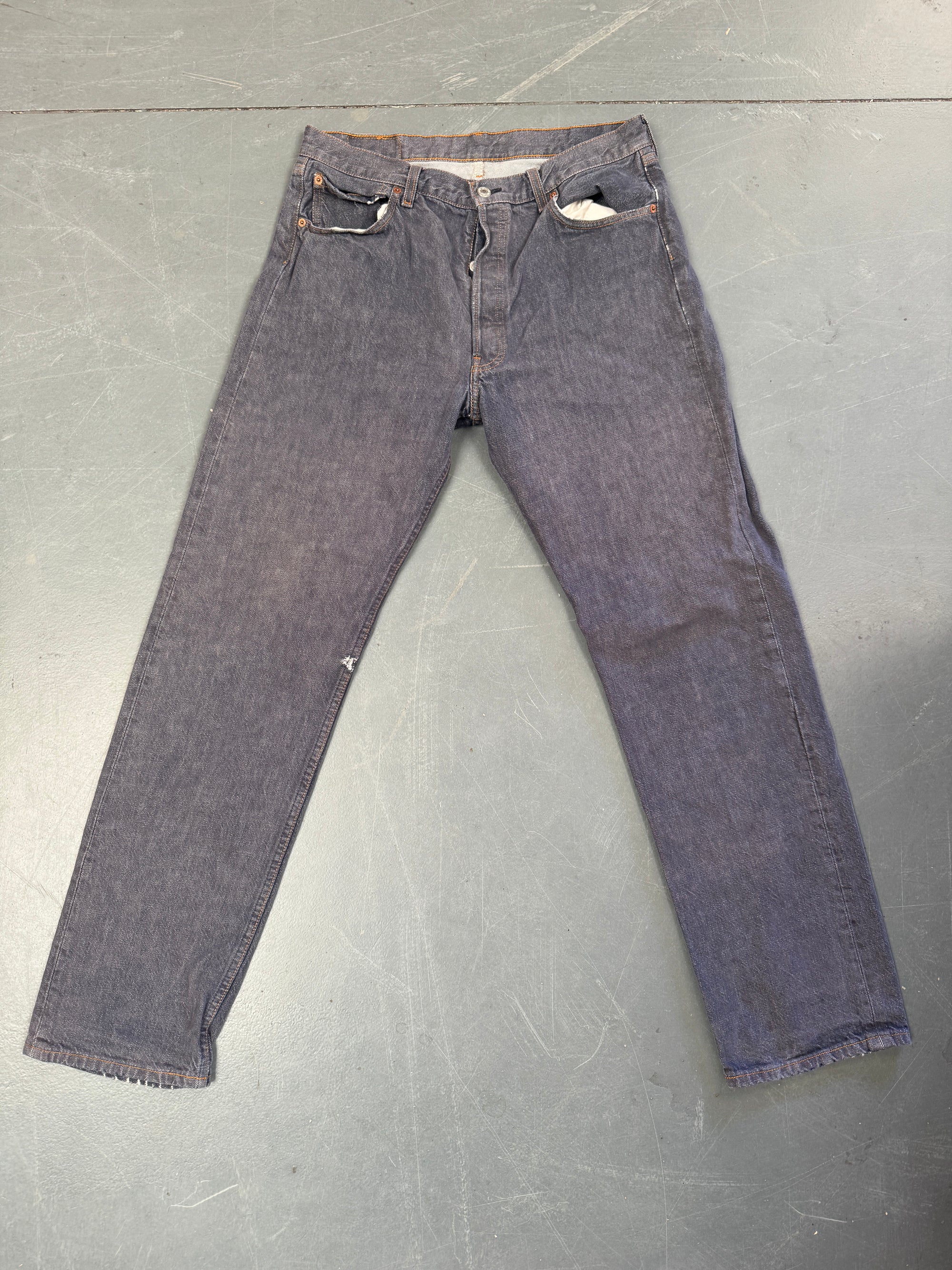 Mens Levis 501 Regular Fit Vintage Jean - W 32 L 32 - Slate Grey SL361