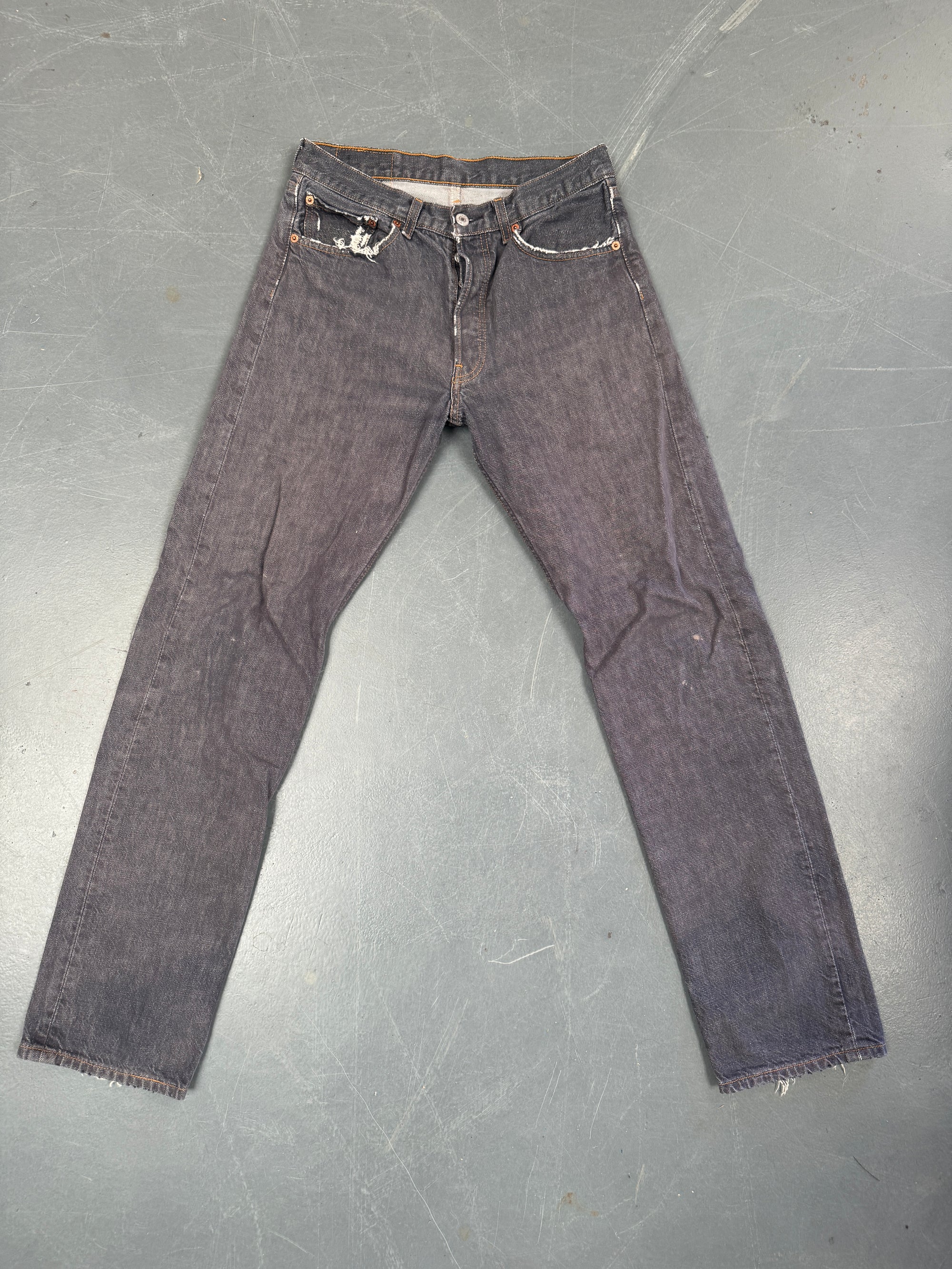 Mens Levis 501 Regular Fit Vintage Jean - W 28 L 32 - Slate Grey SL362