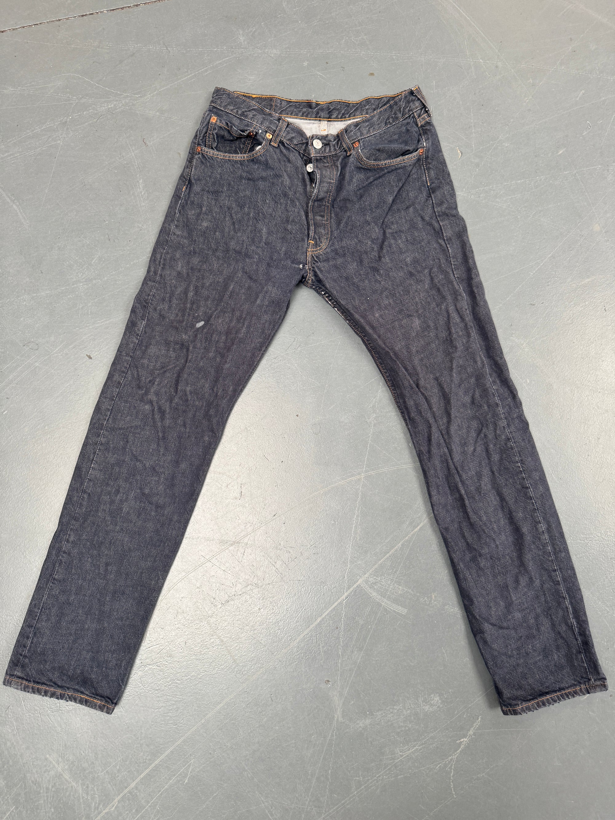 Mens Levis 501 Regular Fit Vintage Jean - W 28 L 32 - Slate Grey