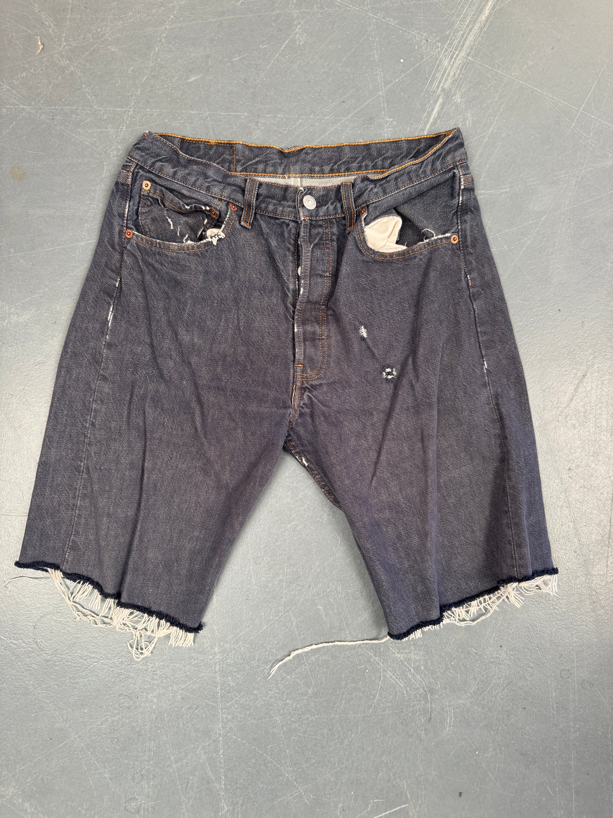 Mens Levis 501 Regular Fit Vintage Denim Short - W 28 - Slate Grey SL373