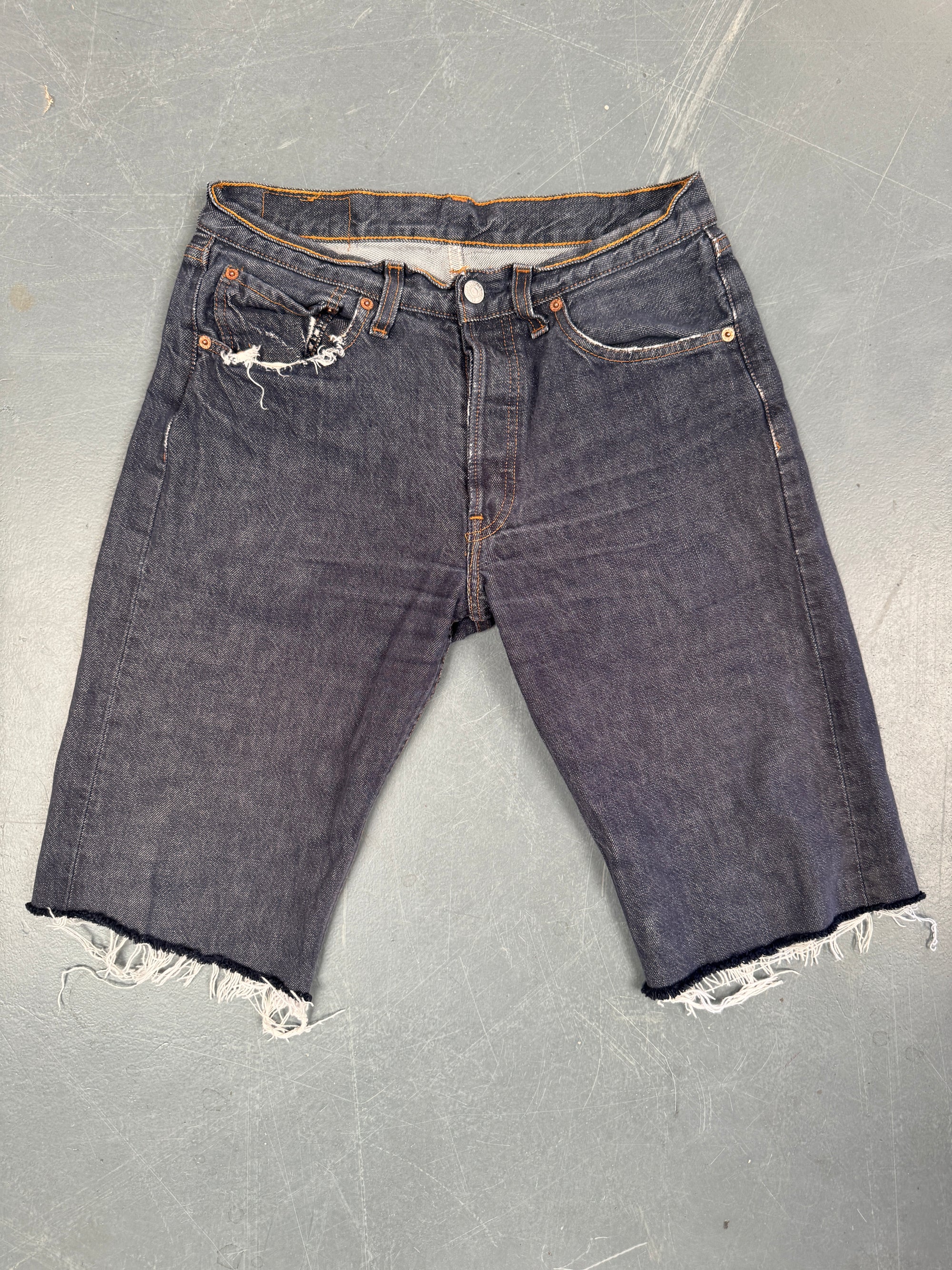 Mens Levis 501 Regular Fit Vintage Denim Short - W 28 - Slate Grey SL374