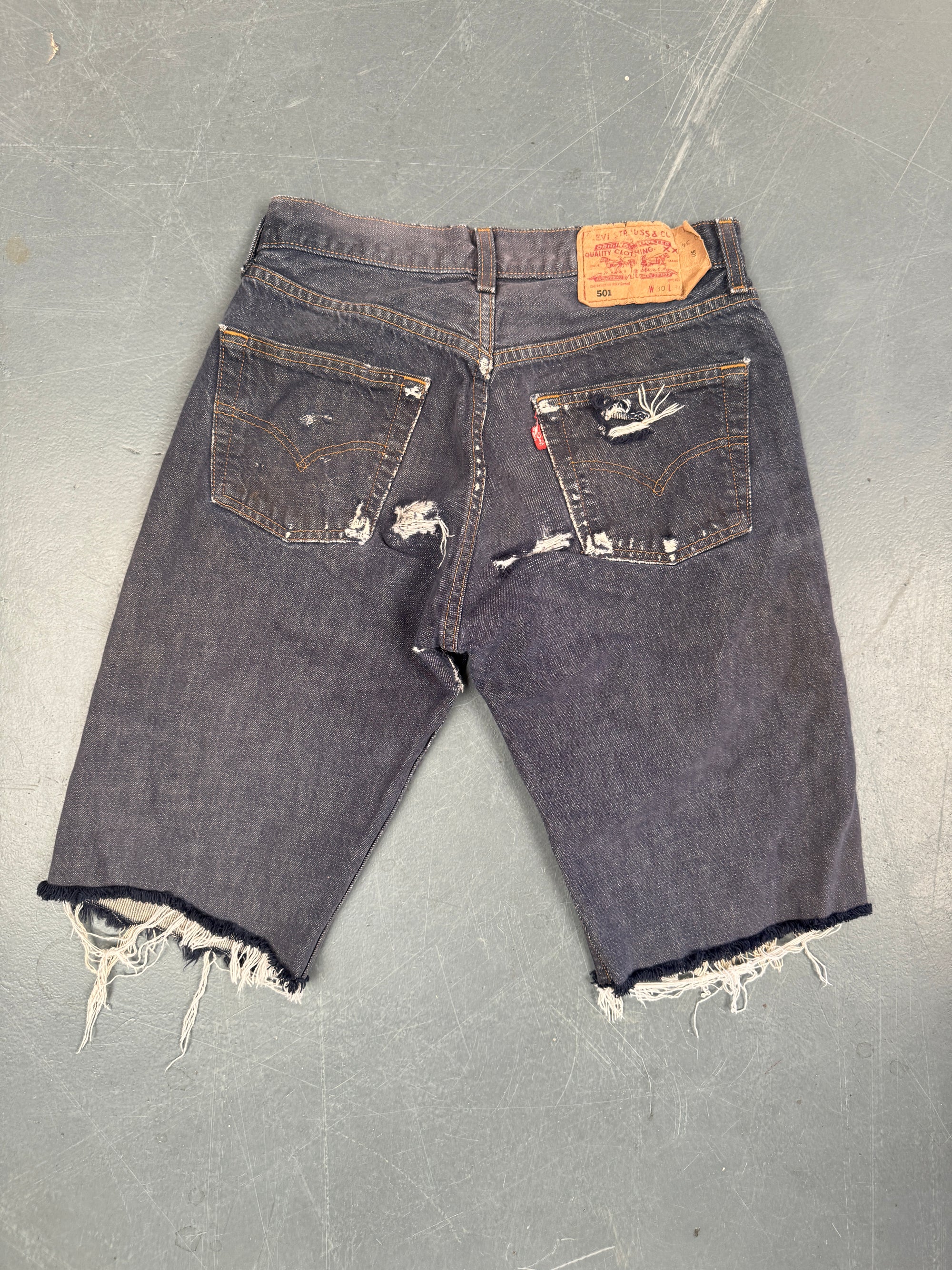 Mens Levis 501 Regular Fit Vintage Denim Short - W 26 - Slate Grey SL383